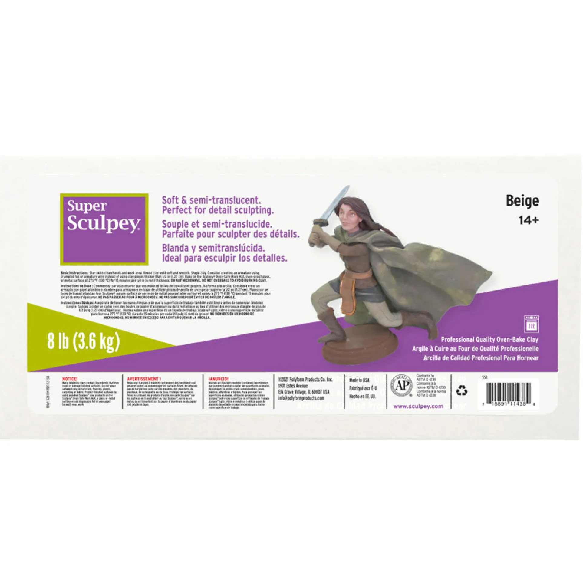 Super Sculpey Polymer Clay - Beige 8 lb Pack, Oven Bake Clay