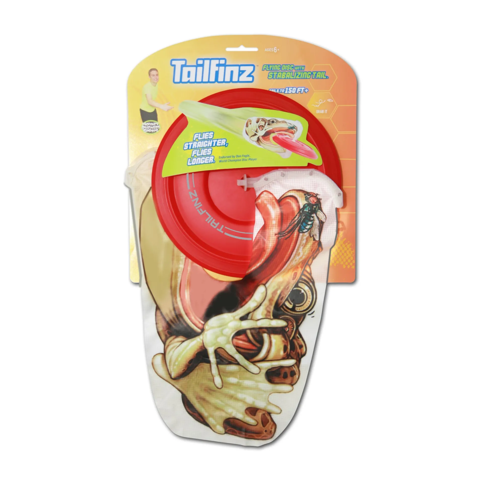 Tailfinz Colorful Flying Disc with Stabilizing Tail