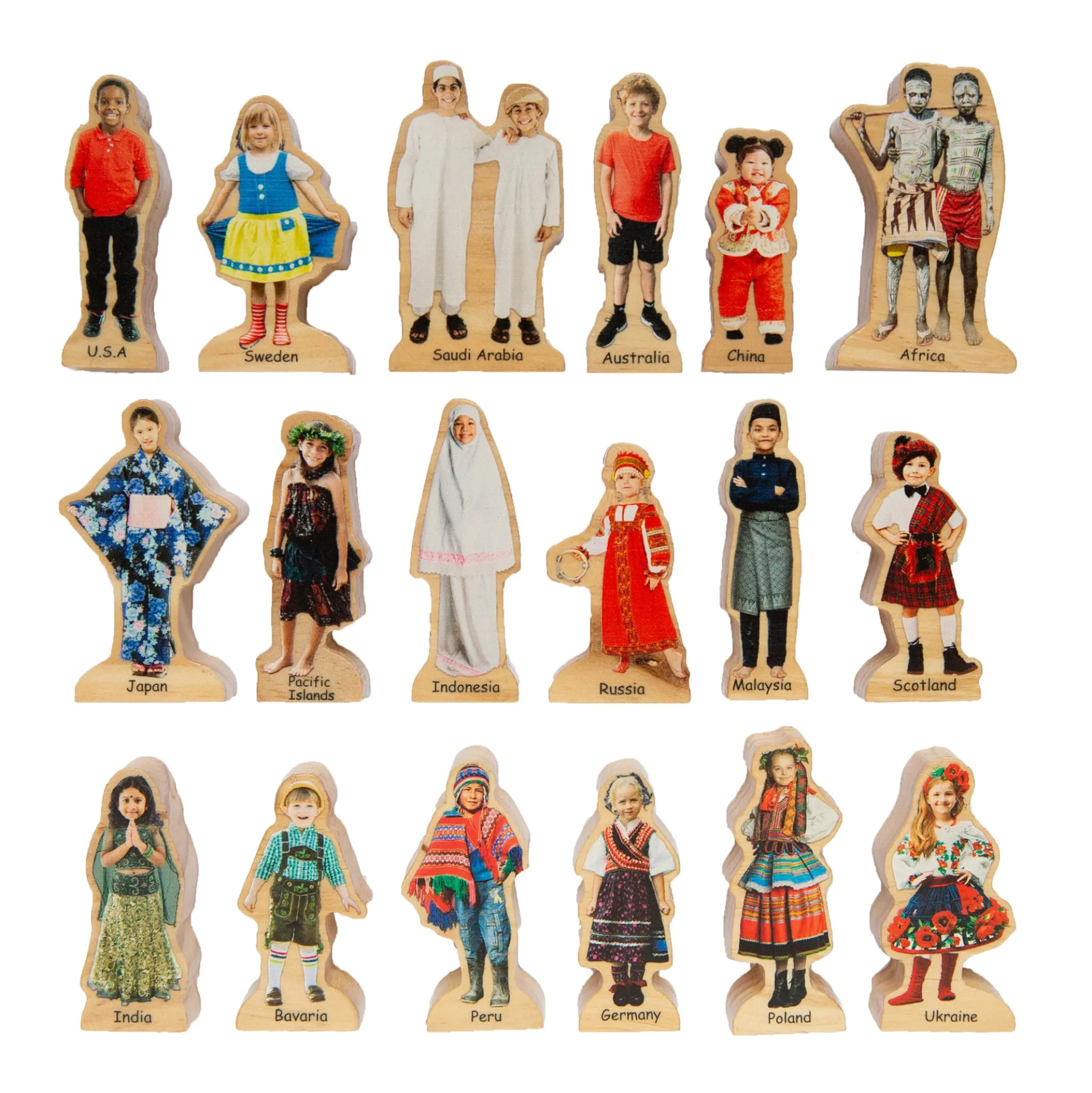 The Freckled Frog Global Friends Wooden Blocks - Set of 18