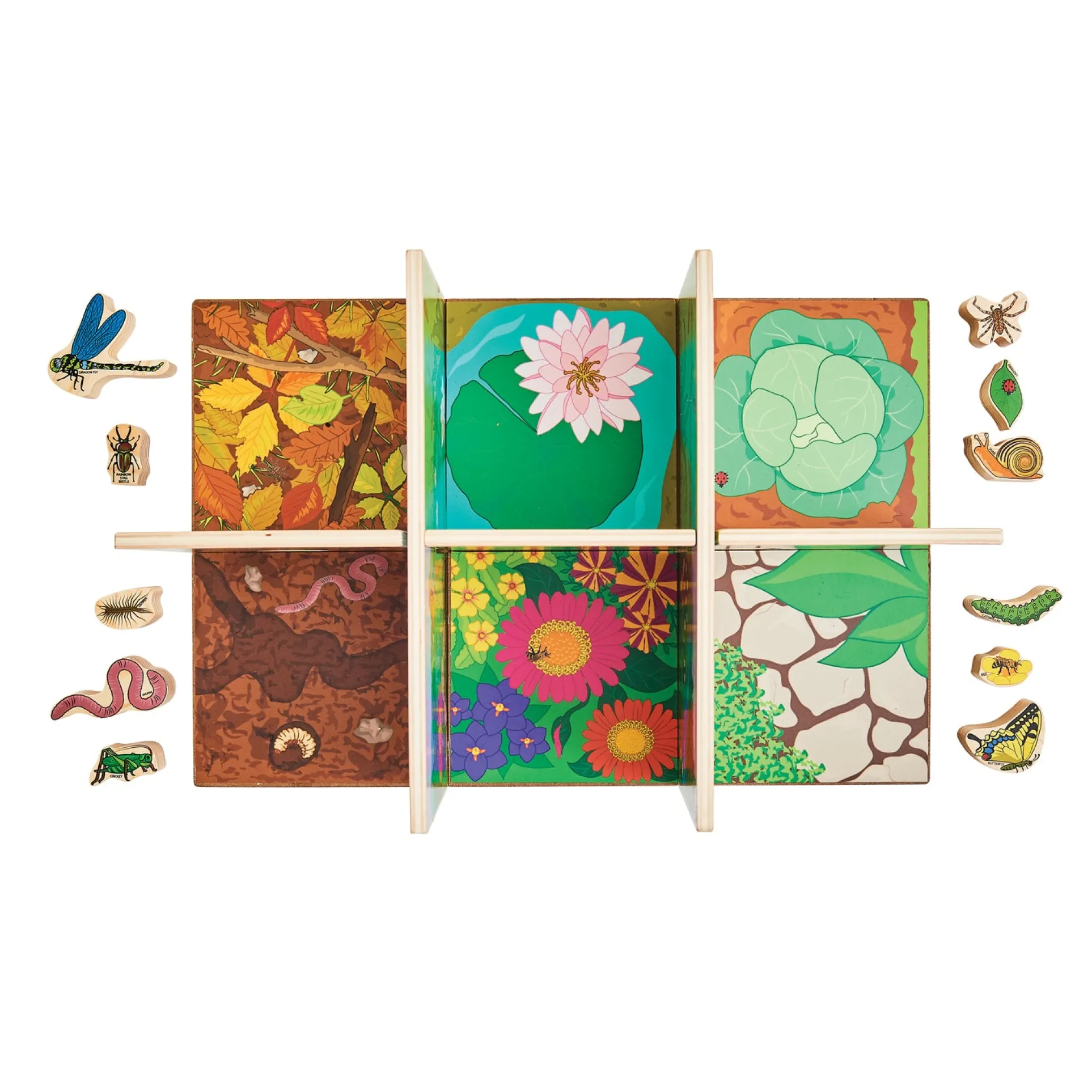 The Freckled Frog Minibeast Adventure Playset - Colorful Bug Blocks and Habitats - 15 Pieces