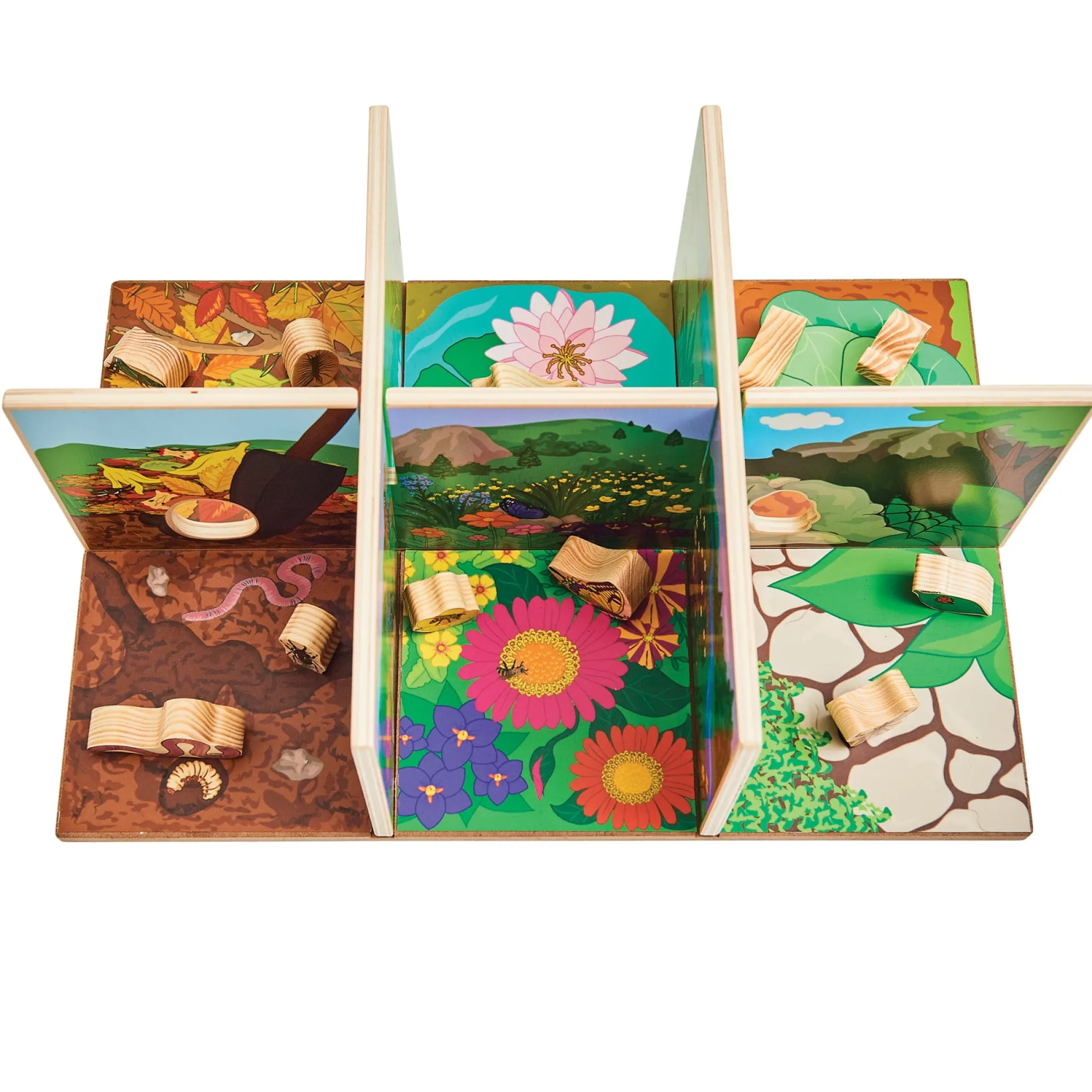 The Freckled Frog Minibeast Adventure Playset - Colorful Bug Blocks and Habitats - 15 Pieces