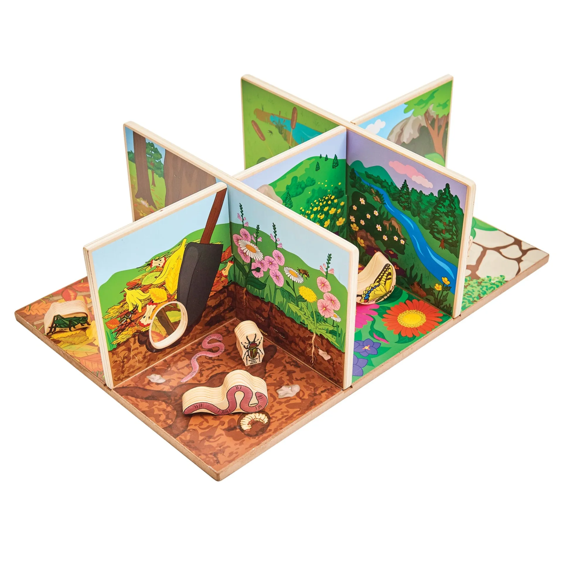 The Freckled Frog Minibeast Adventure Playset - Colorful Bug Blocks and Habitats - 15 Pieces