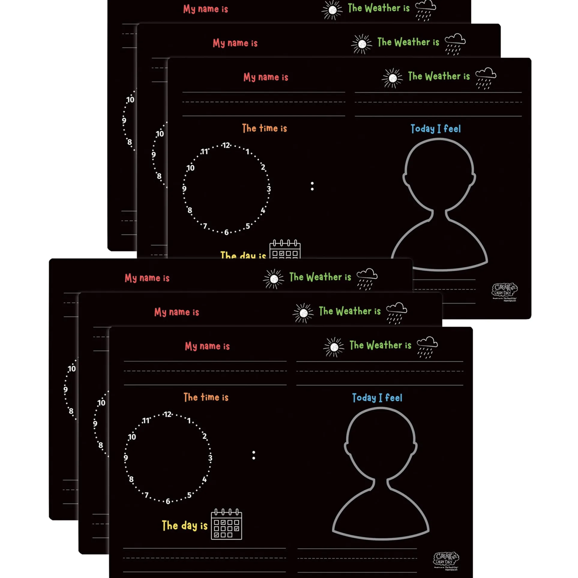 The Pencil Grip Activity Playmat - Reusable Drawing Mat - Pack of 6