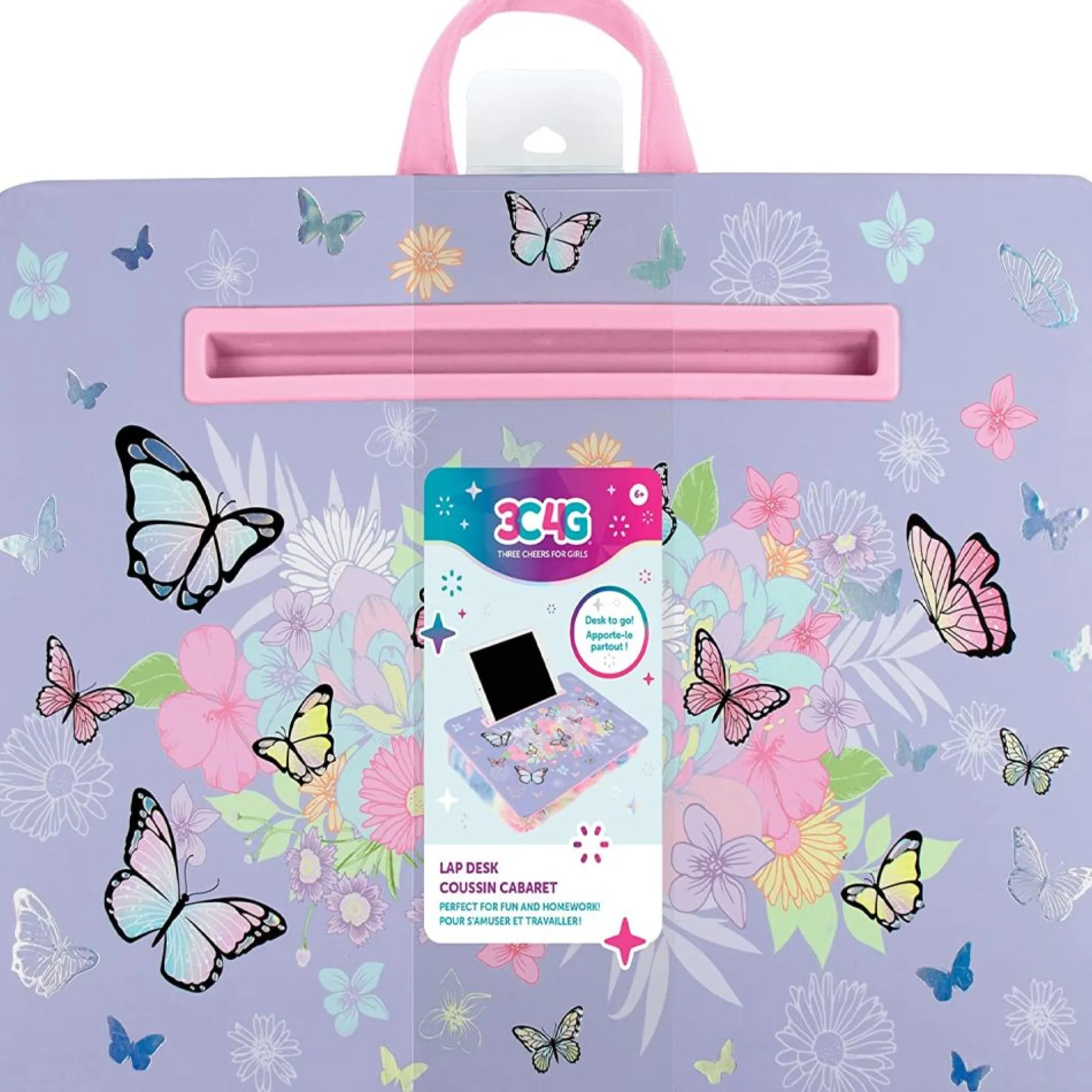 Three Cheers For Girls Vibrant Butterfly Themed Lap Desk - Plush Cushion