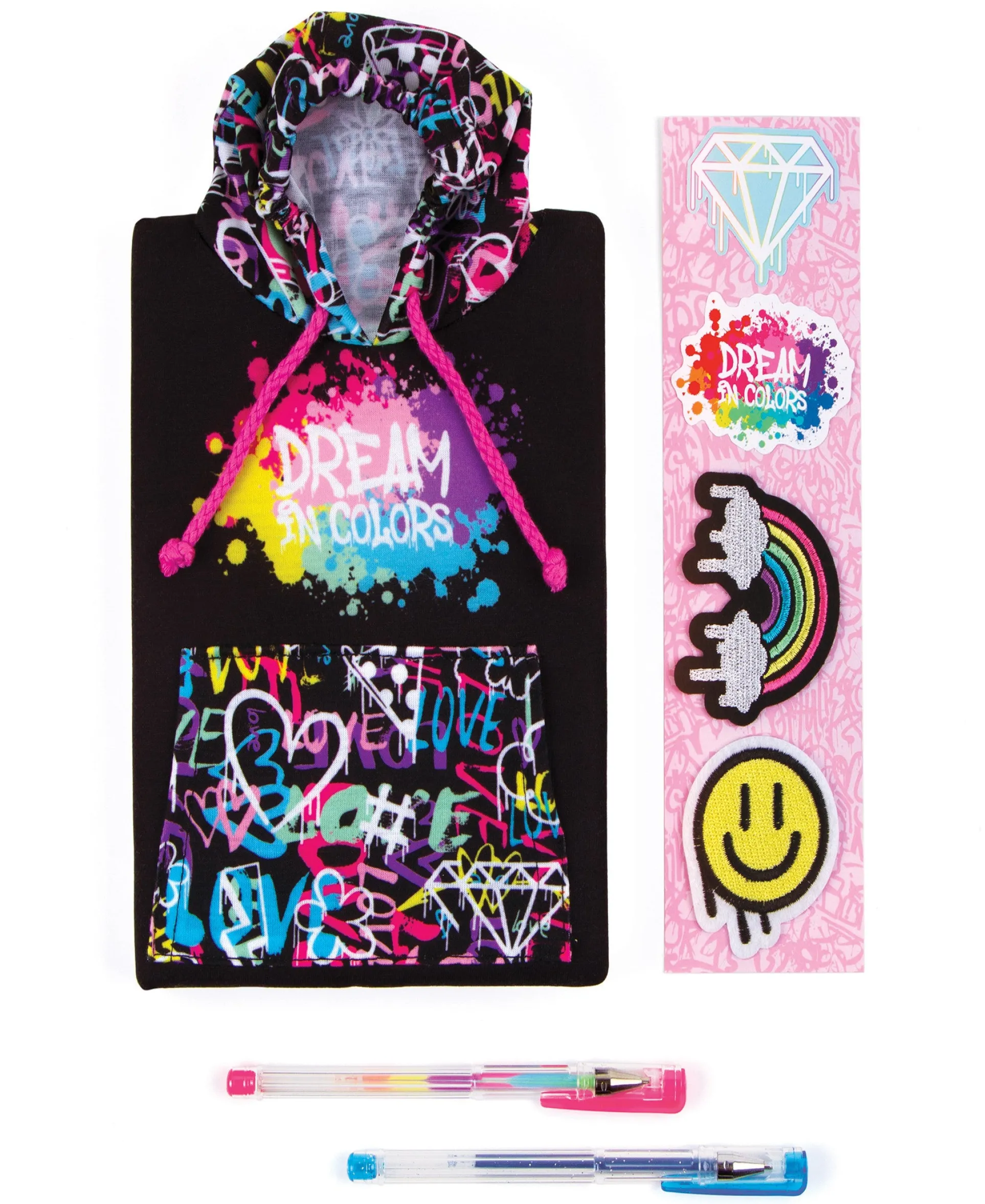 Three Cheers For Girls Street Style Graffiti Hoodie Journal Set with Gel Pens