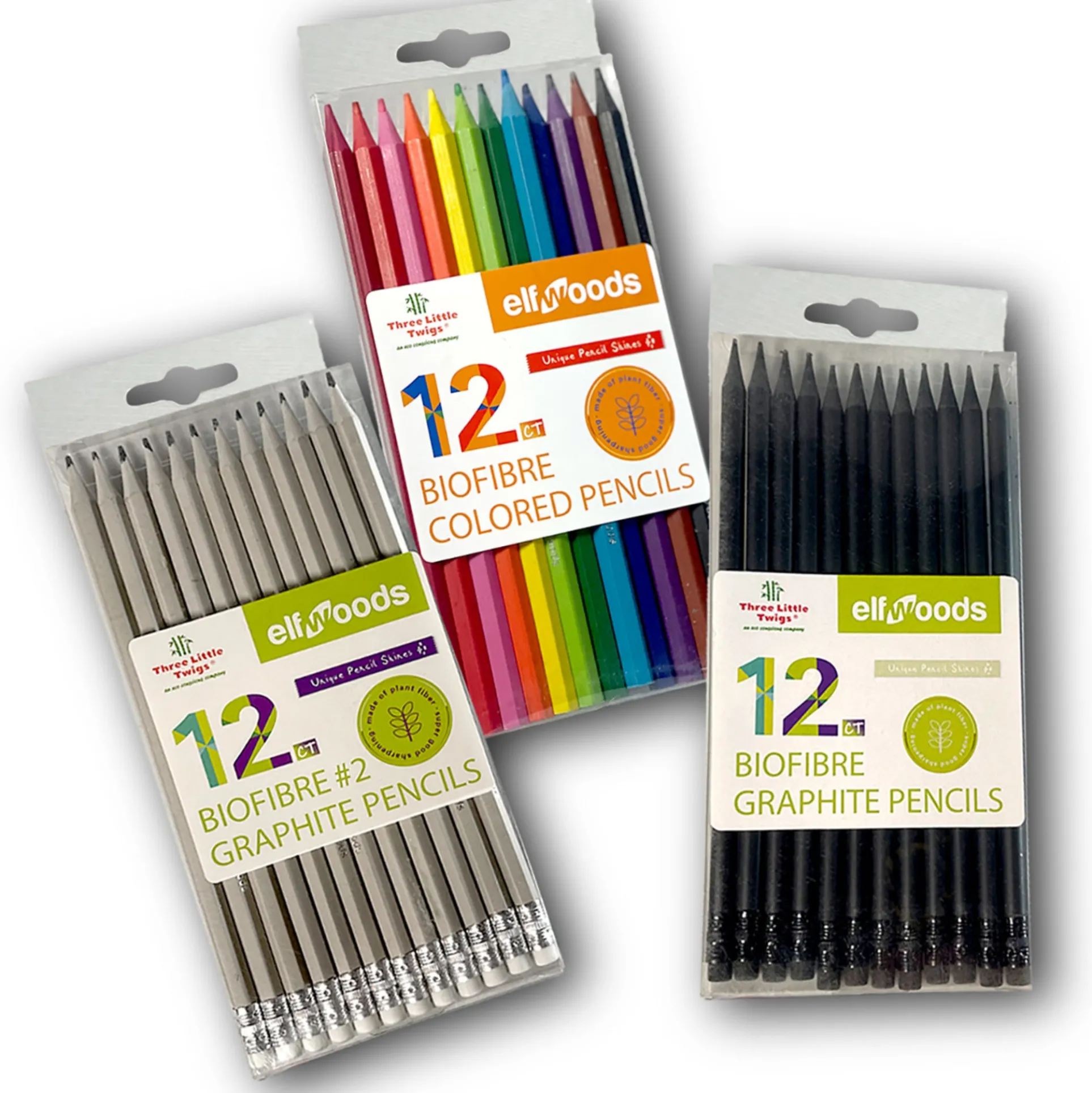 Three Little Twigs: Elfwoods: Biofibre Pencils 3pk Bundle