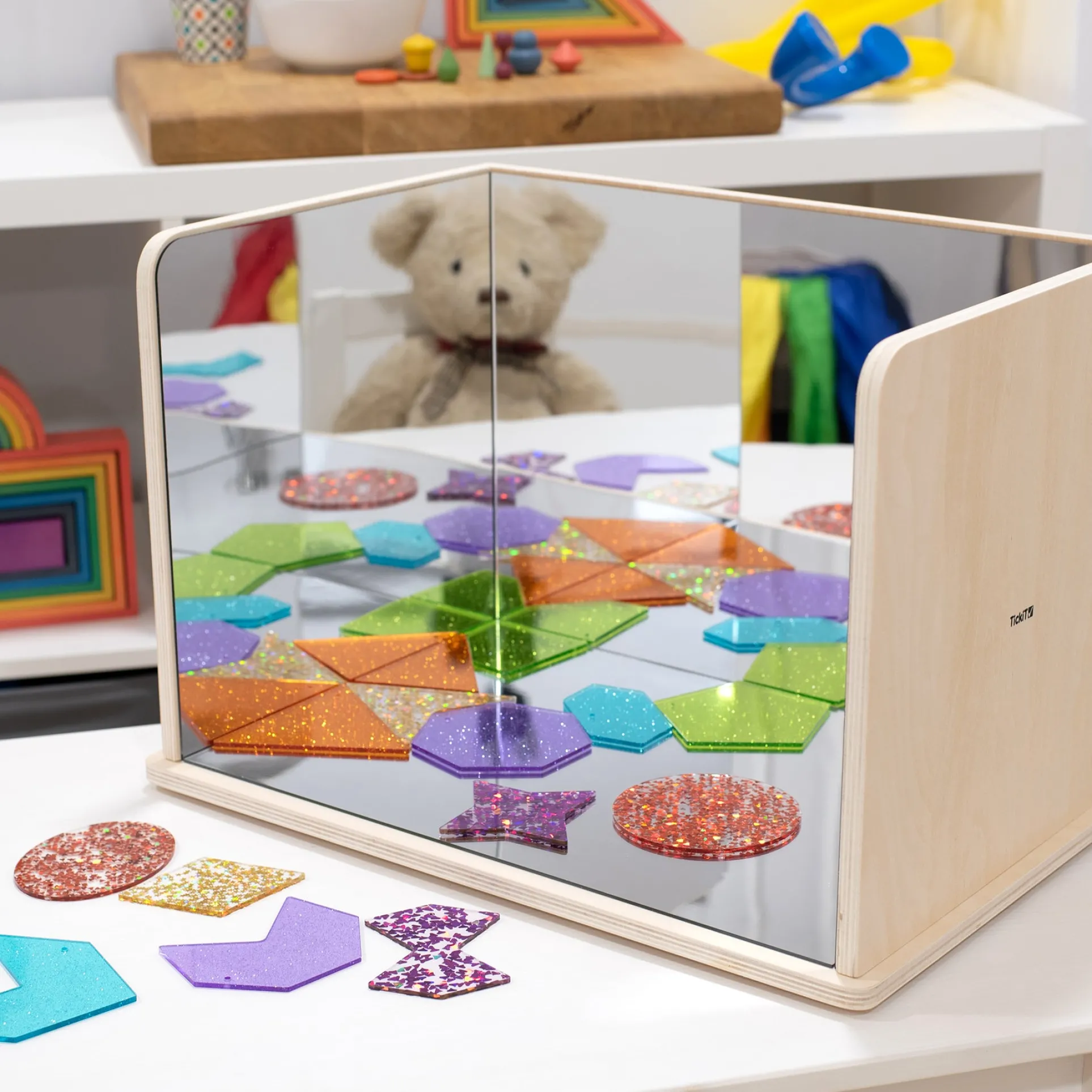 TickiT Wooden Exploratory Mirror - Interactive Discovery Panels