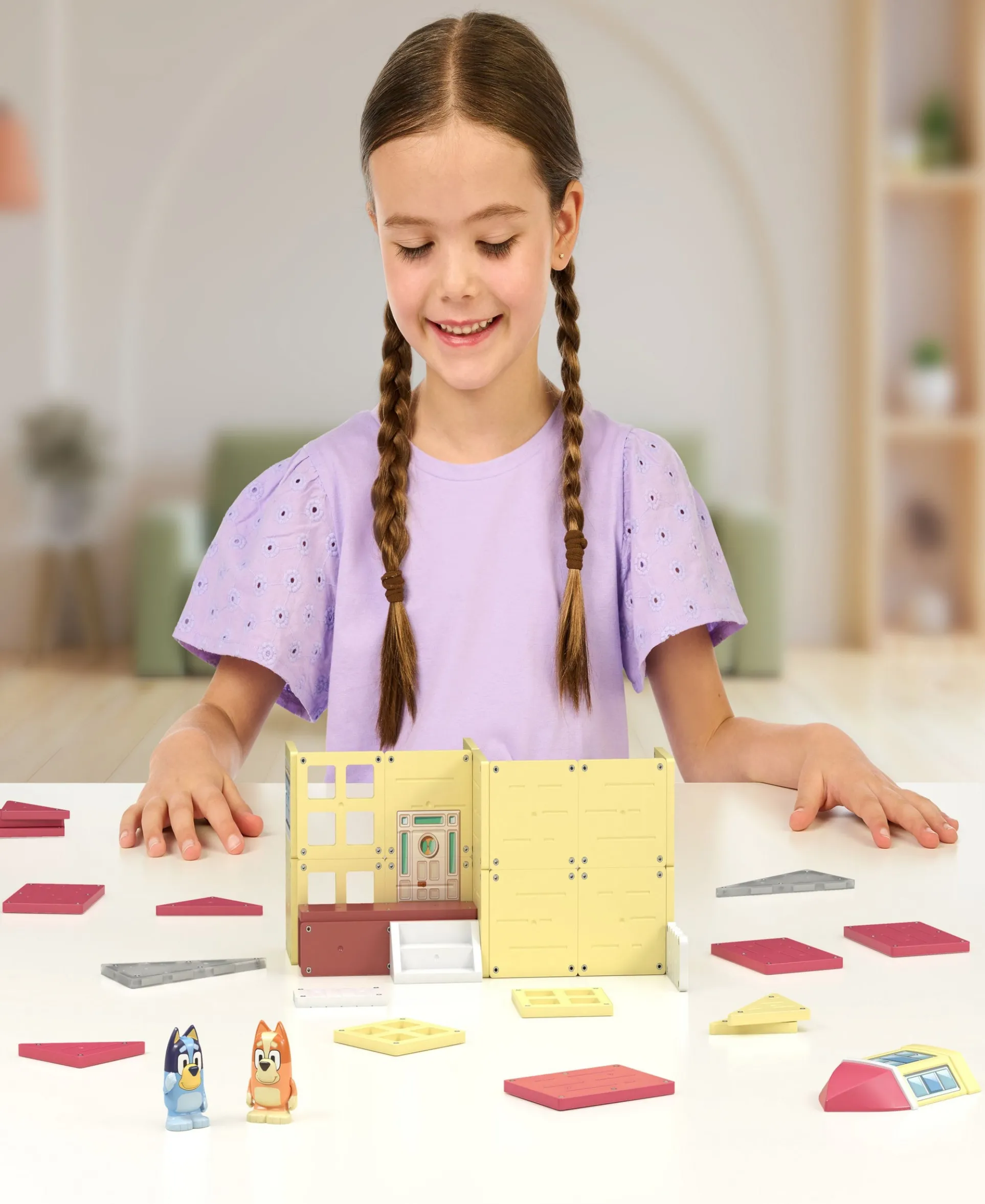 Tile Town Bluey Heeler Home Magnetic Tiles Playset, 46-Piece