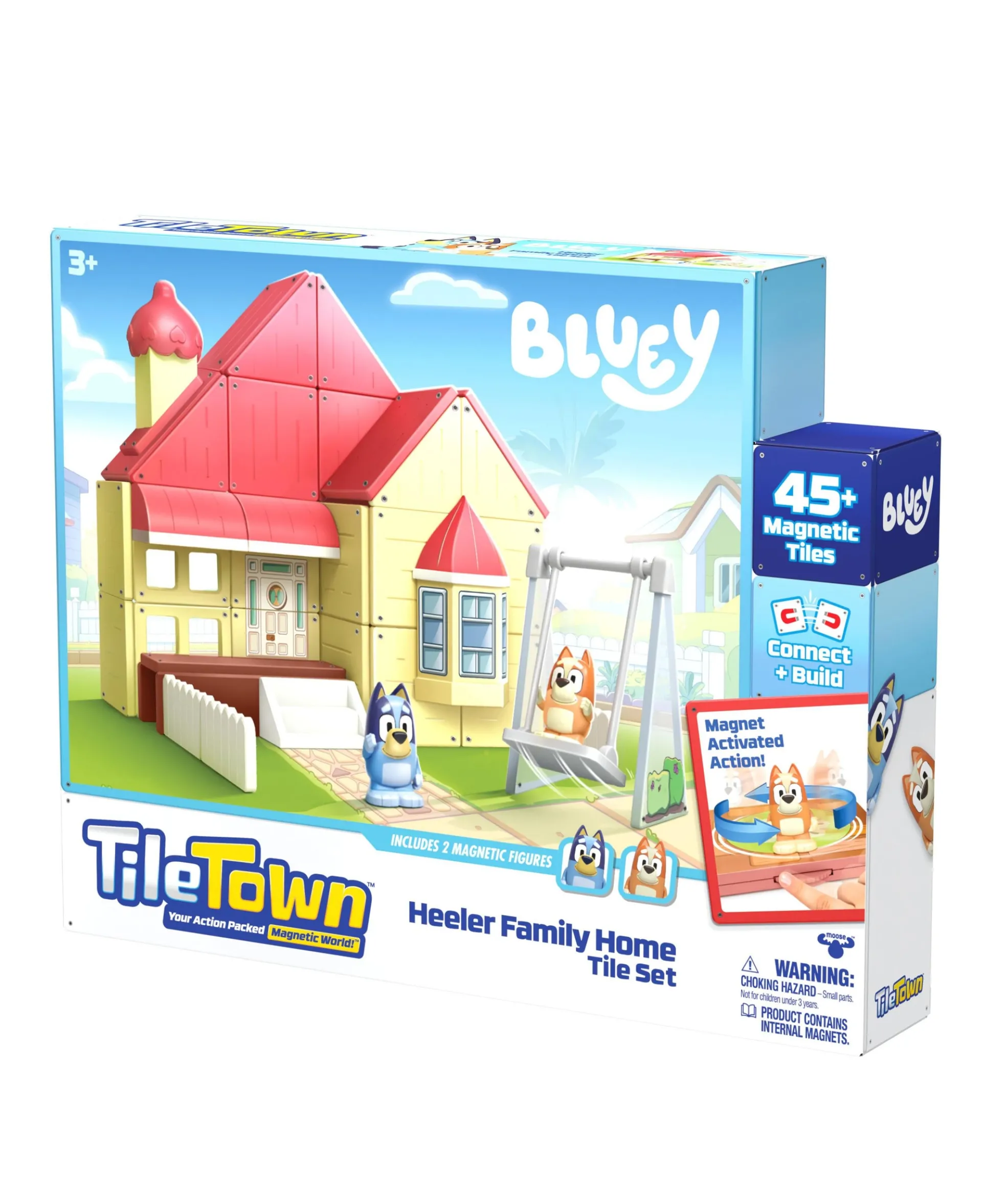 Tile Town Bluey Heeler Home Magnetic Tiles Playset, 46-Piece