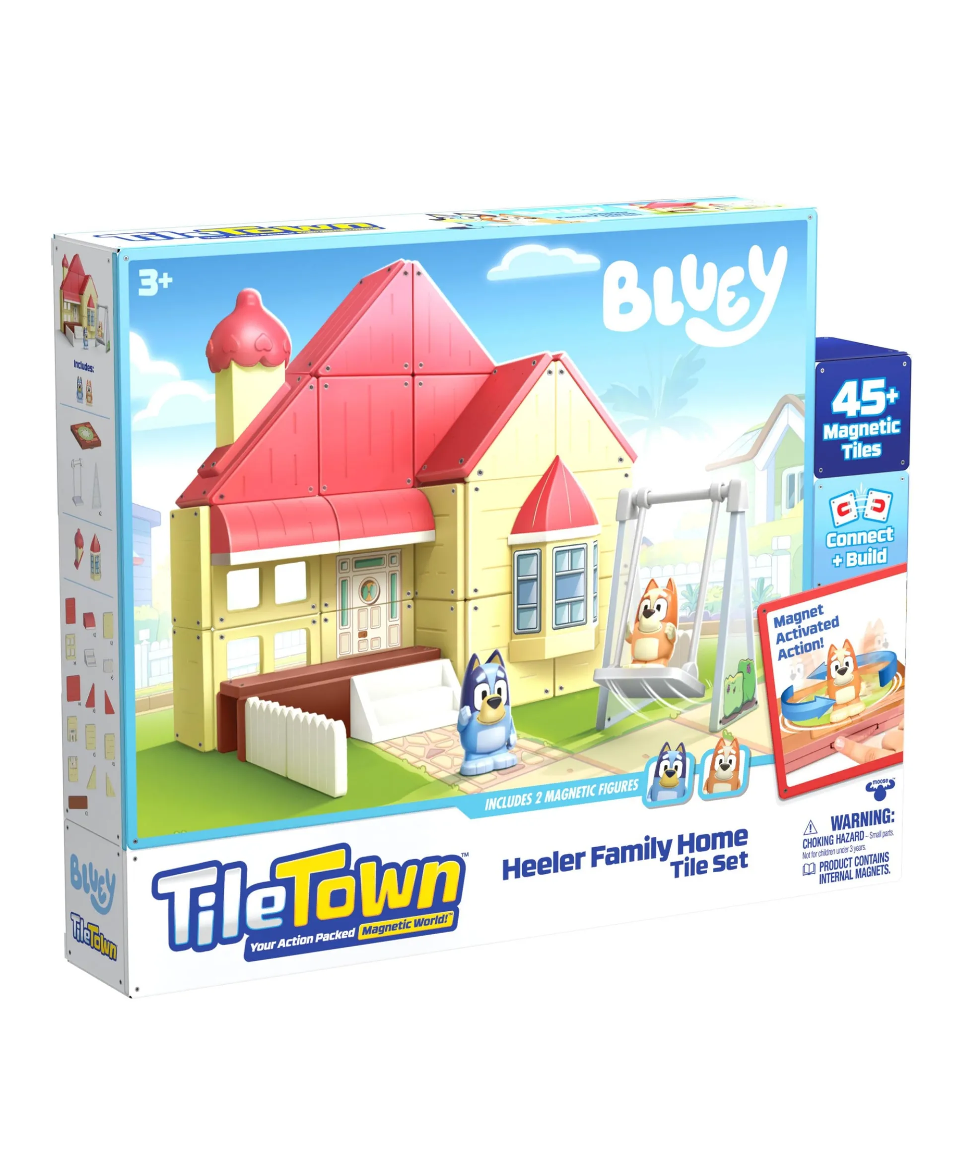Tile Town Bluey Heeler Home Magnetic Tiles Playset, 46-Piece