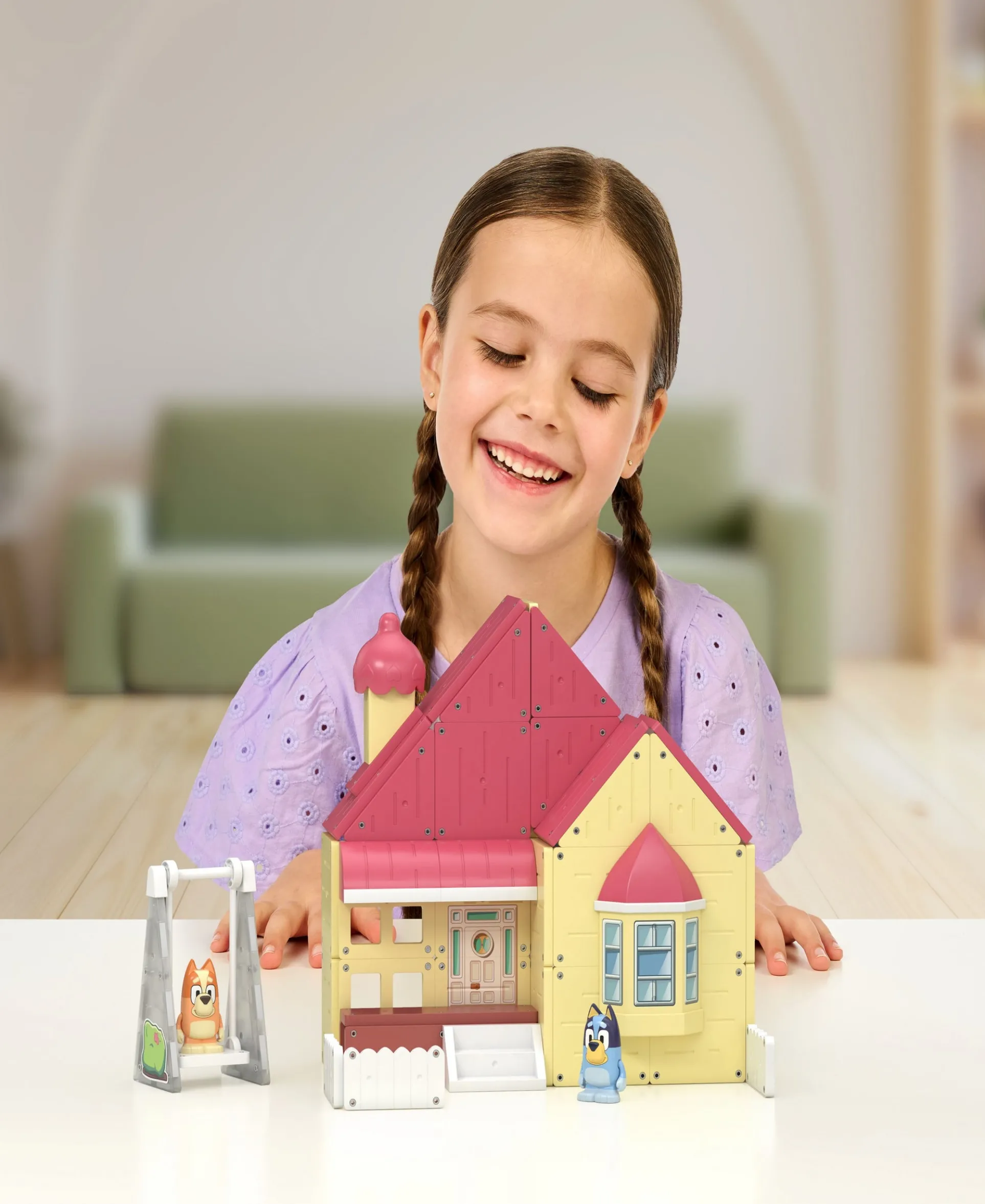 Tile Town Bluey Heeler Home Magnetic Tiles Playset, 46-Piece