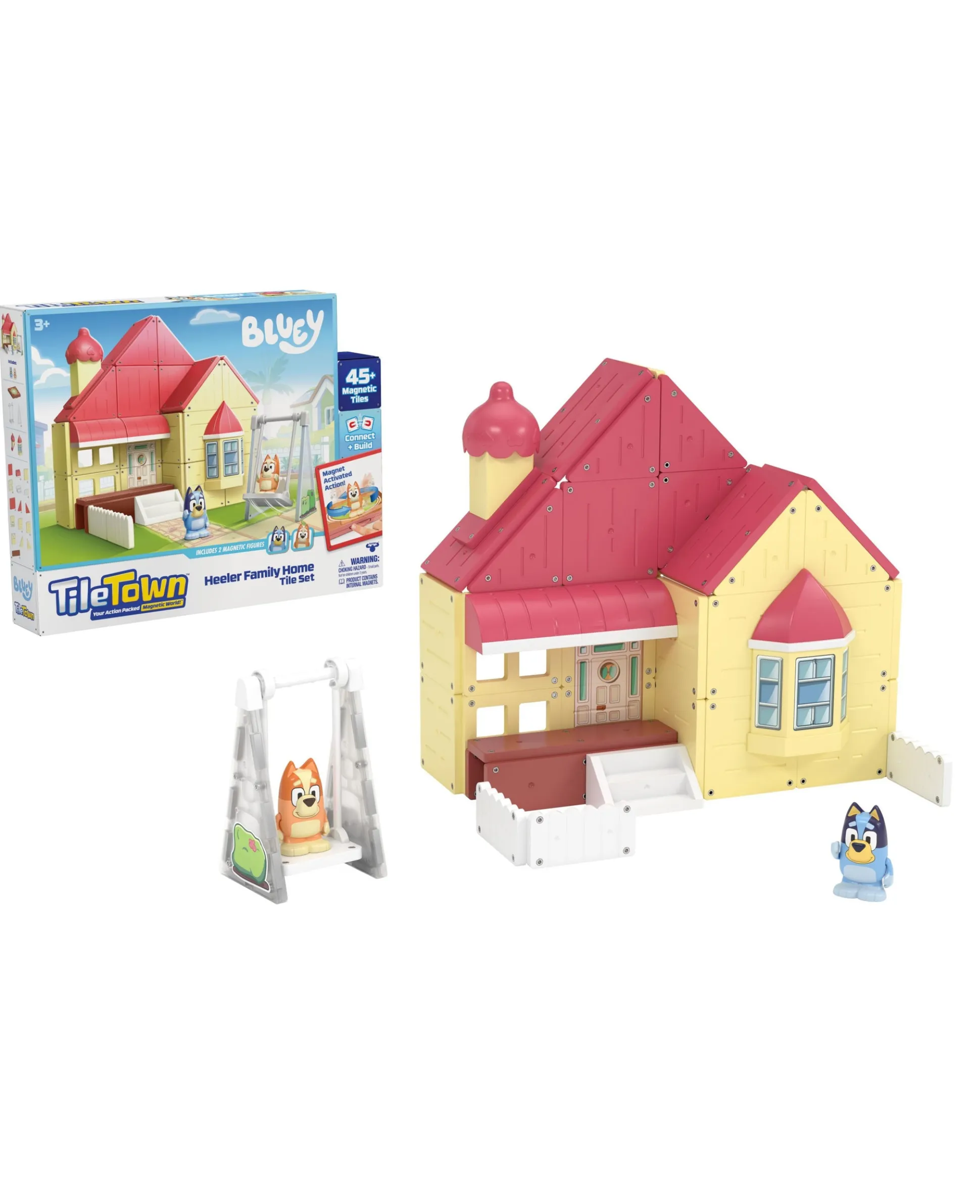 Tile Town Bluey Heeler Home Magnetic Tiles Playset, 46-Piece