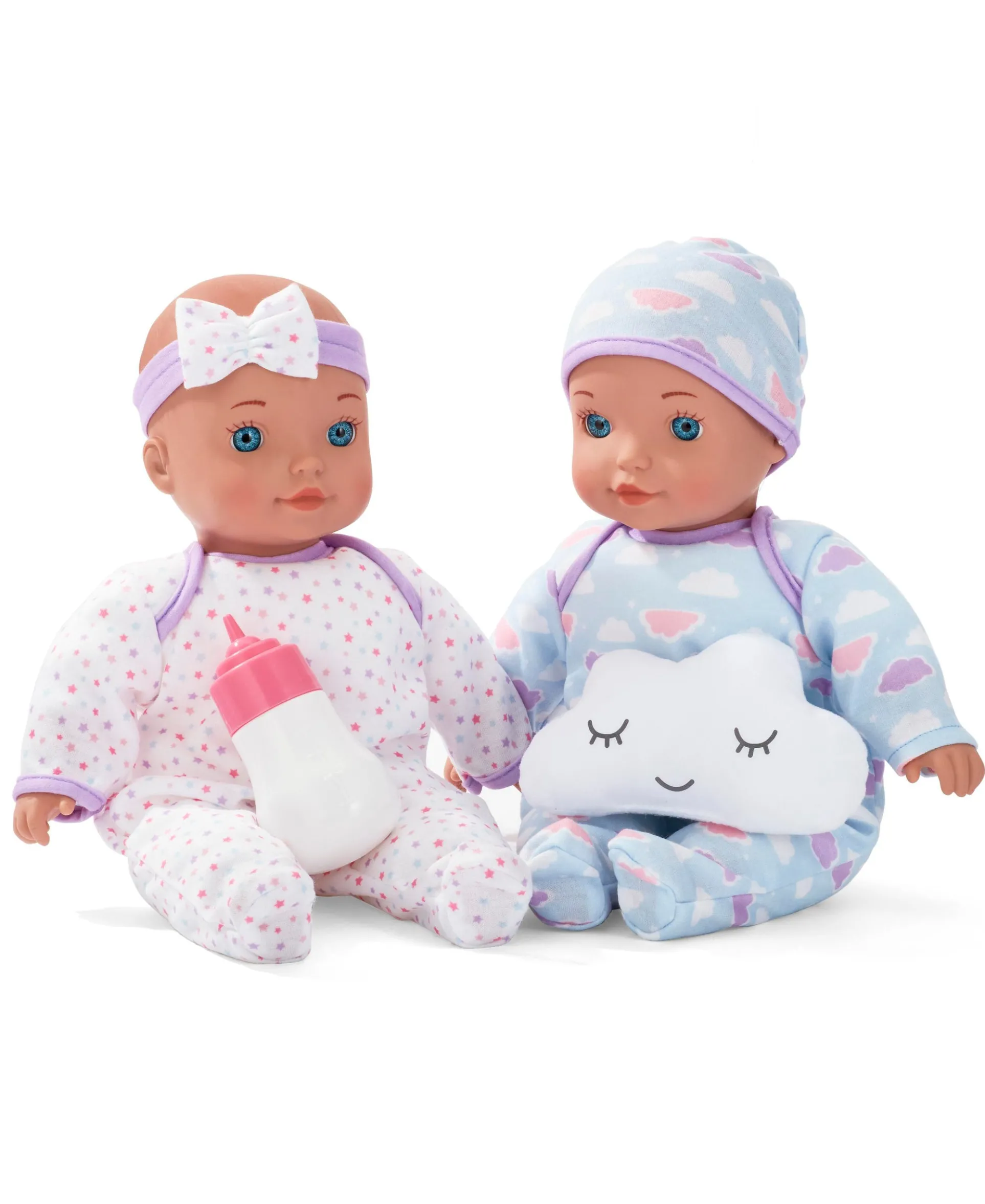 Toys R Us Cuddle Twins 12" Interactive Baby Dolls Set with Accessories