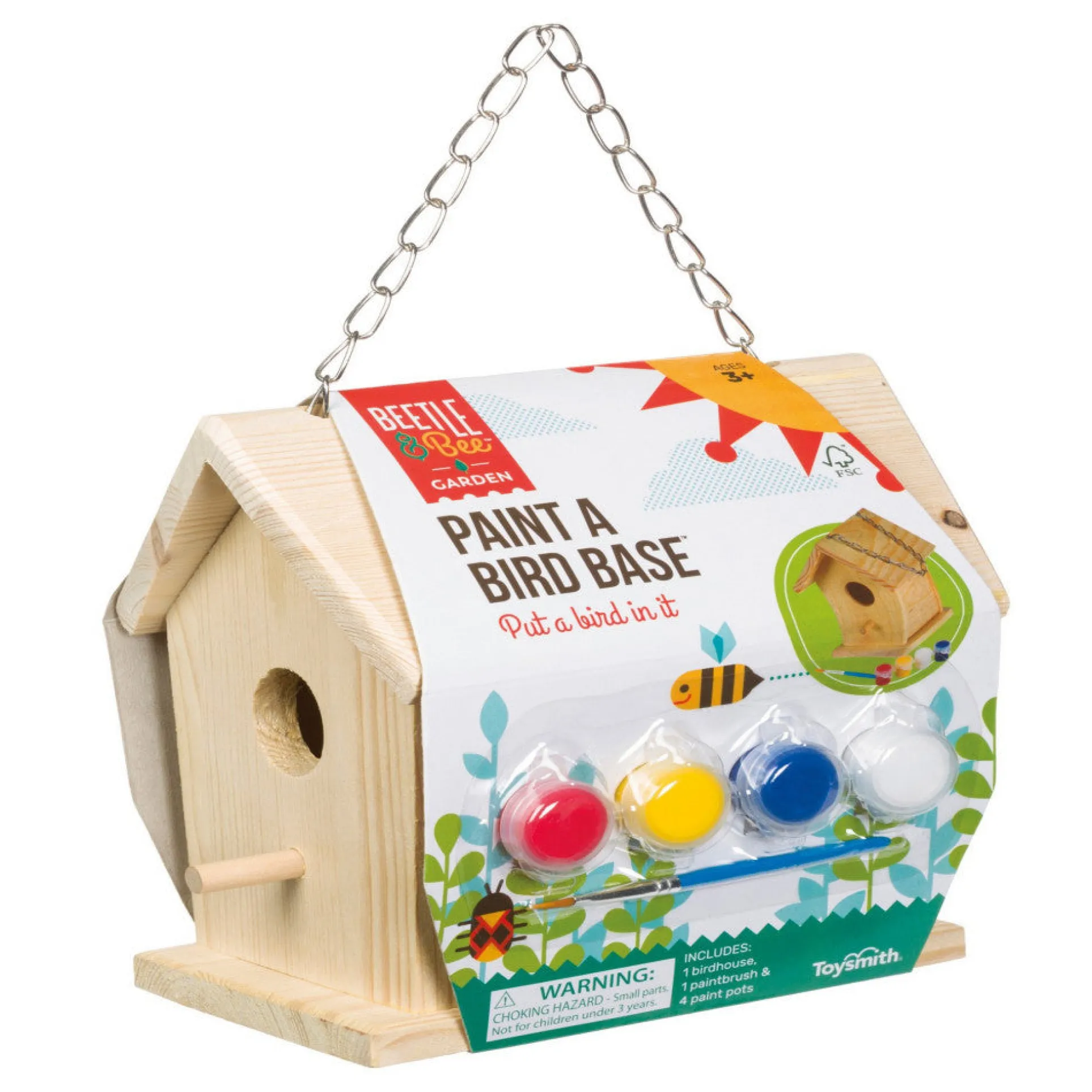 Toysmith Beetle & Bee Paint A Bird Base - DIY Birdhouse Art Kit