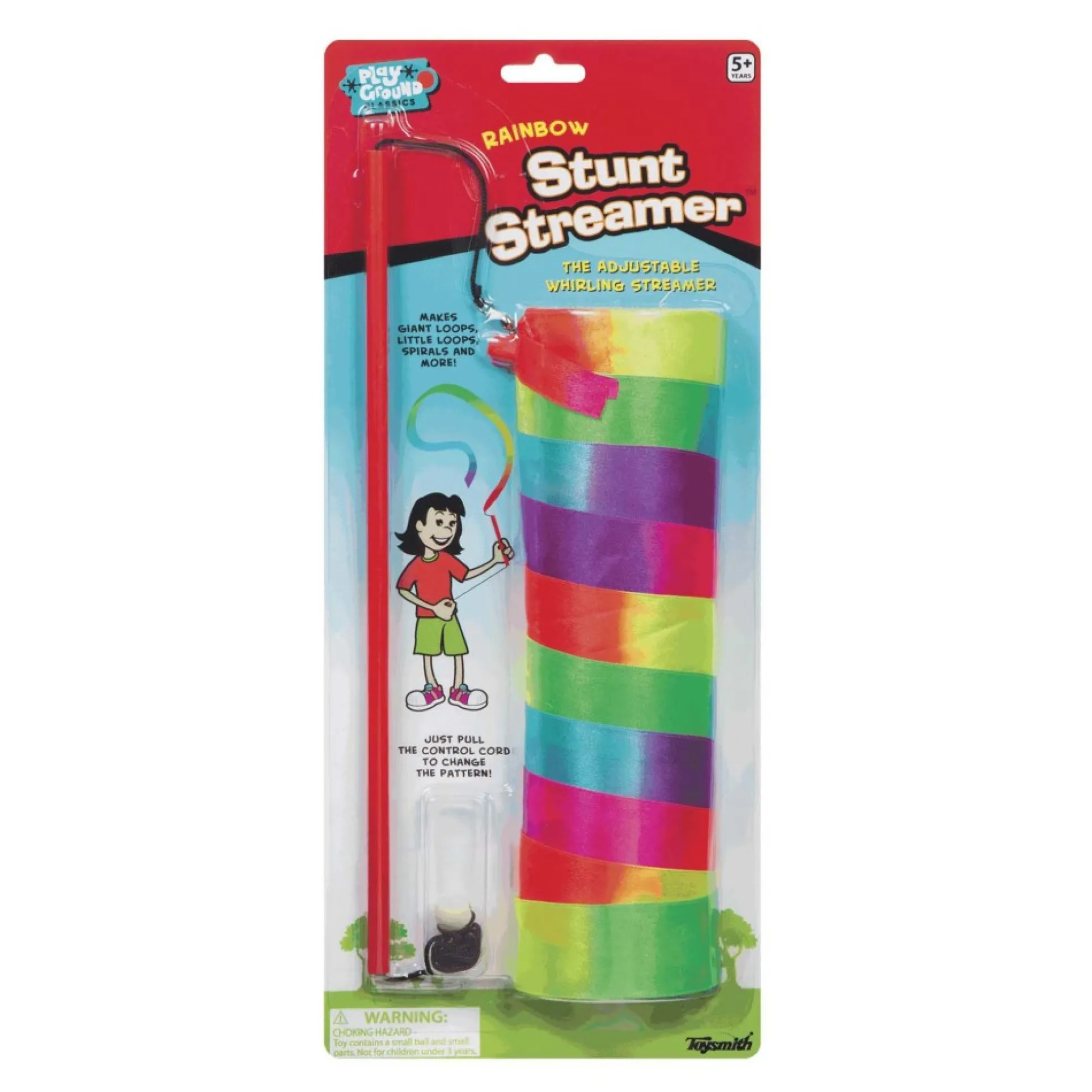 Toysmith Rainbow Stunt Streamer - Colorful Outdoor Play Ribbon, 12 Feet