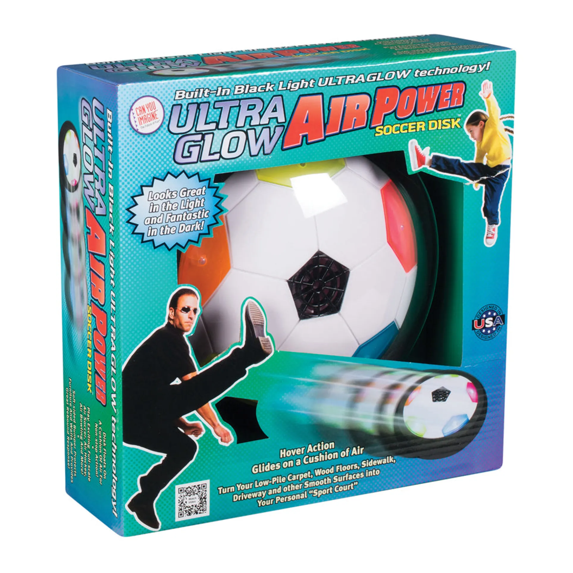 Toysmith Ultra Glow Air Power Soccer Disk - Light-Up Indoor Play