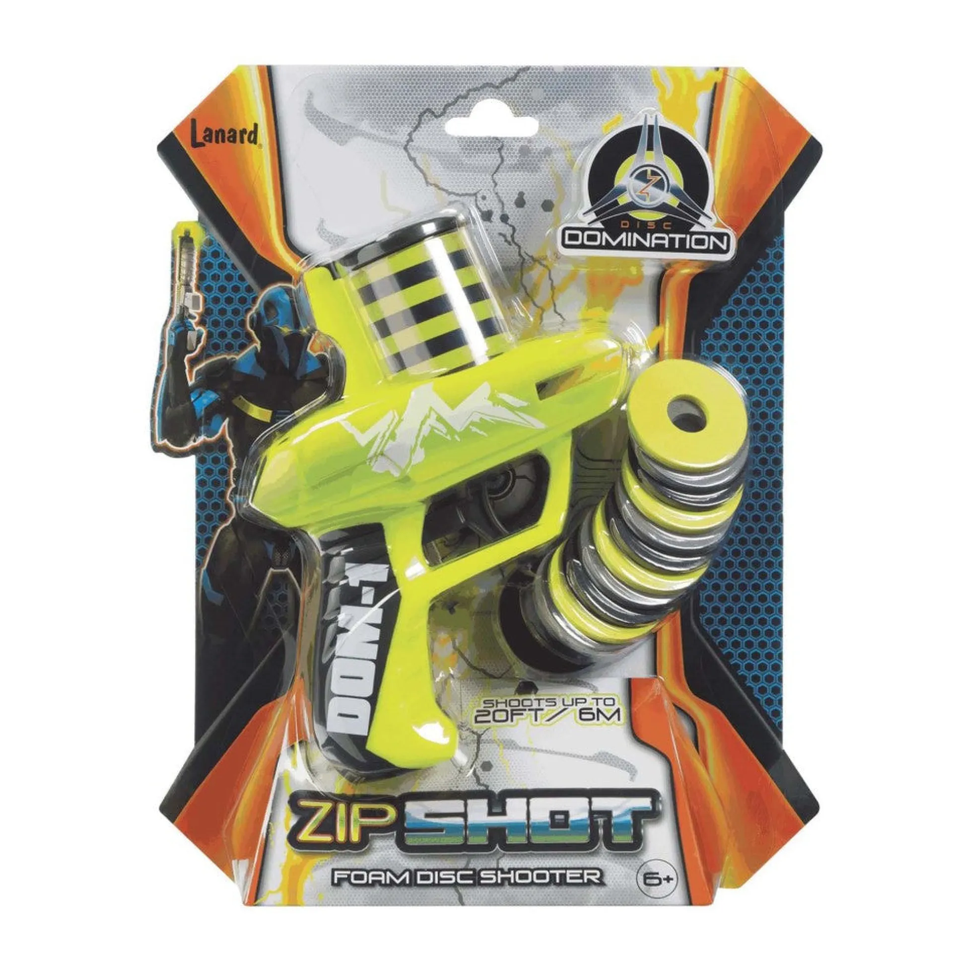 Toysmith Zip Shot Shooter - Neon Green Foam Disc Gun