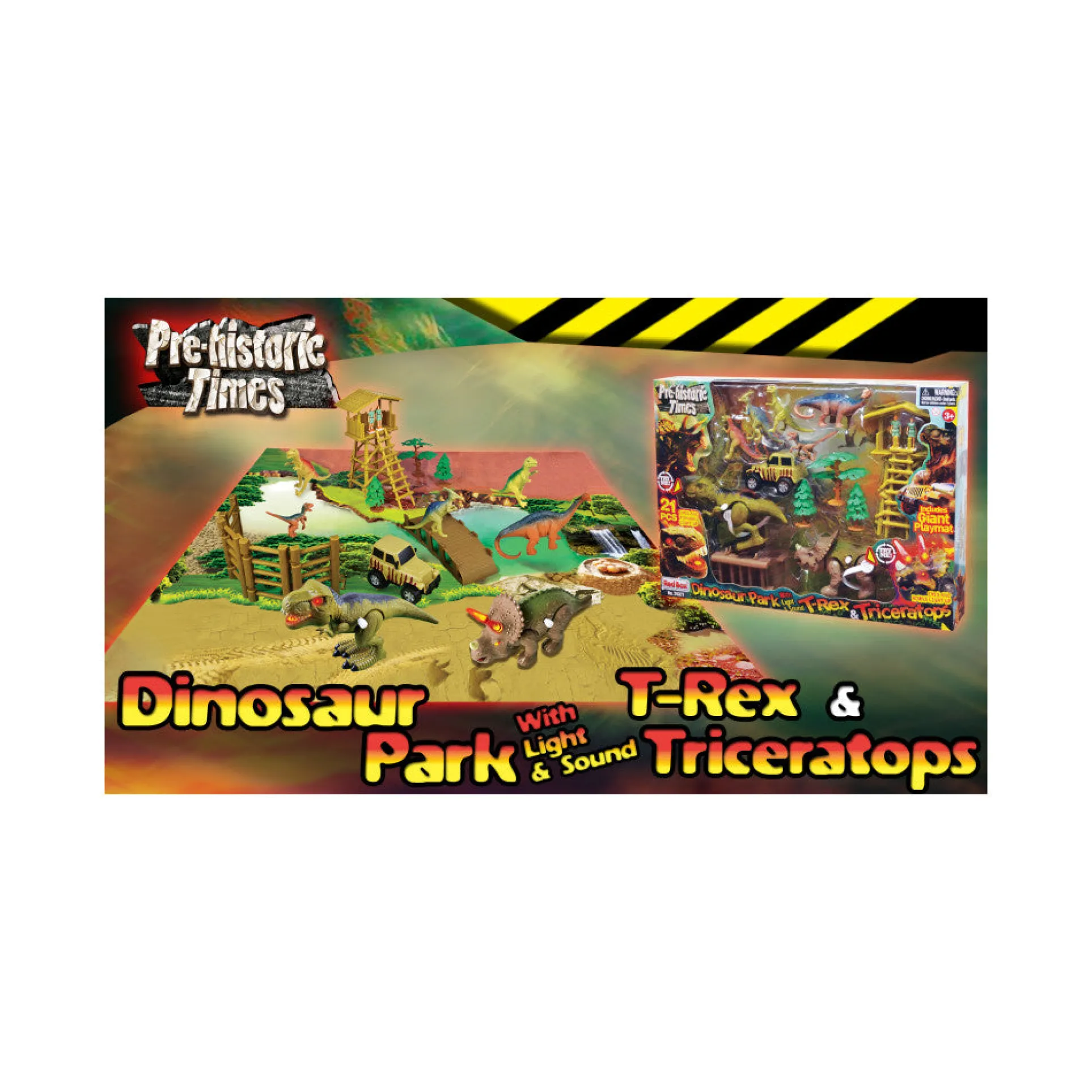 Toys'R'Us Dinosaur Park Playset with Light & Sound - T-Rex & Triceratops