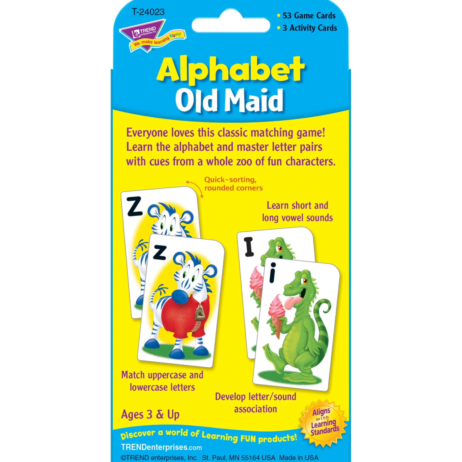 TREND Alphabet Old Maid Challenge Cards - Educational Letter Game - 6 Sets