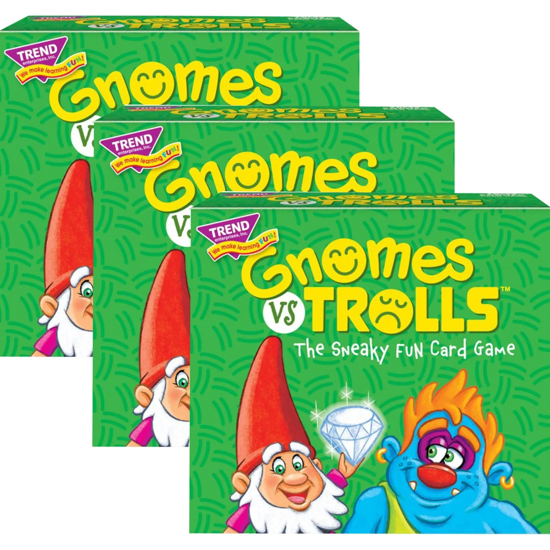 TREND GNOMes vs TROLLS Three Corner Card Game, 3-Pack