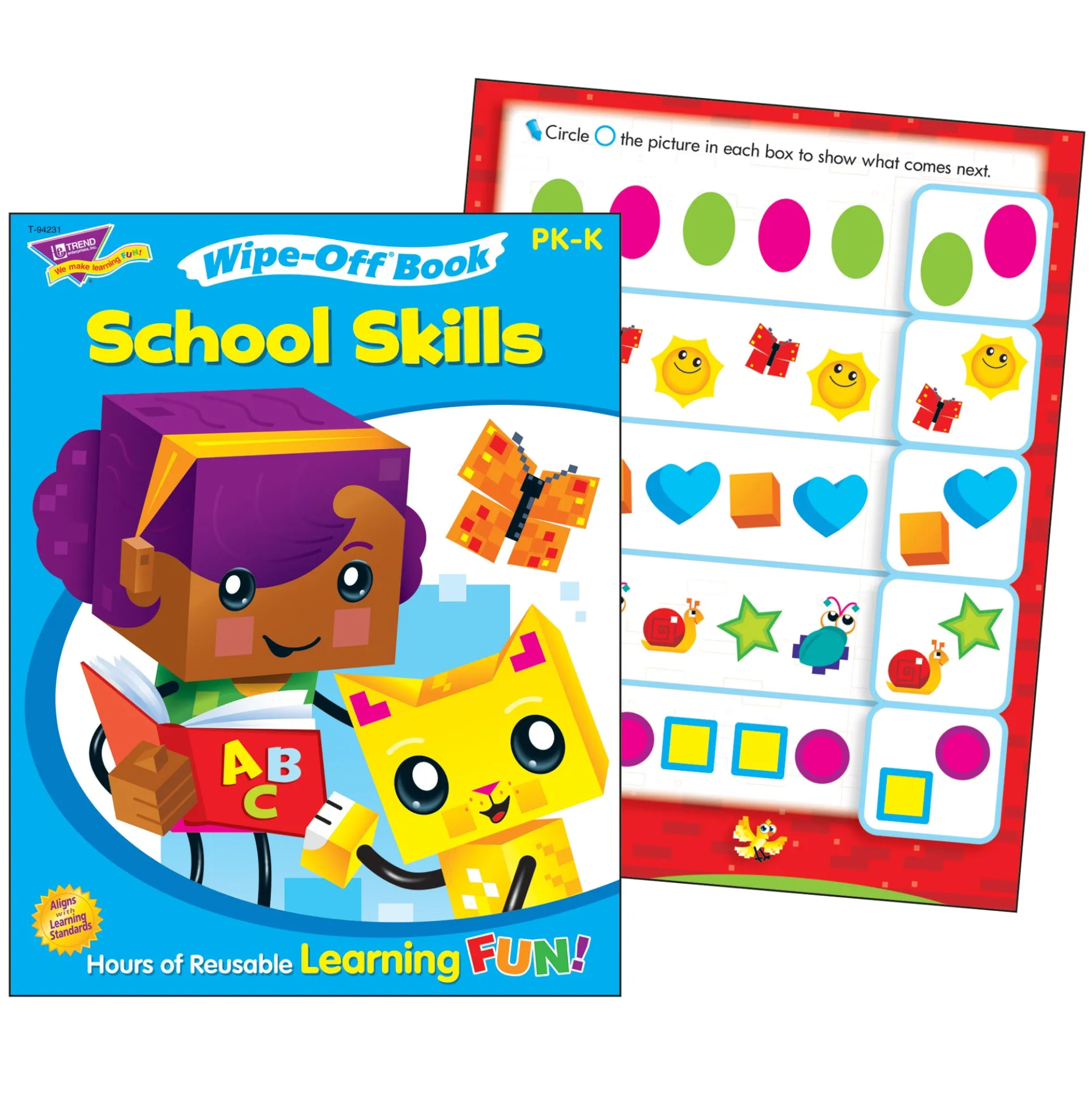 TREND School Skills Wipe-Off Book - BlockStars! Collection - 3-Pack
