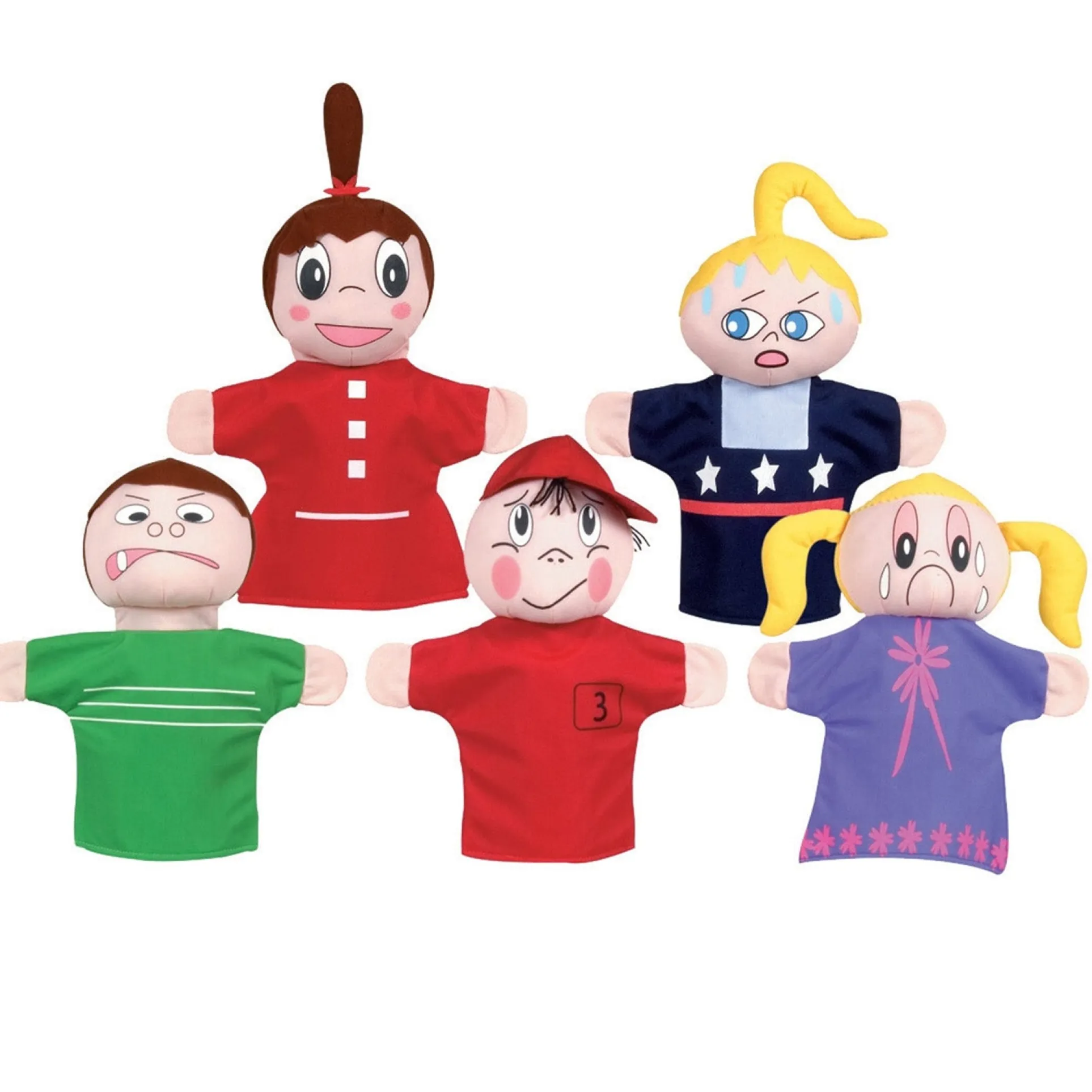 Get Ready Kids How Am I Feeling Hand Puppet Set, Caucasian - 5 Pack