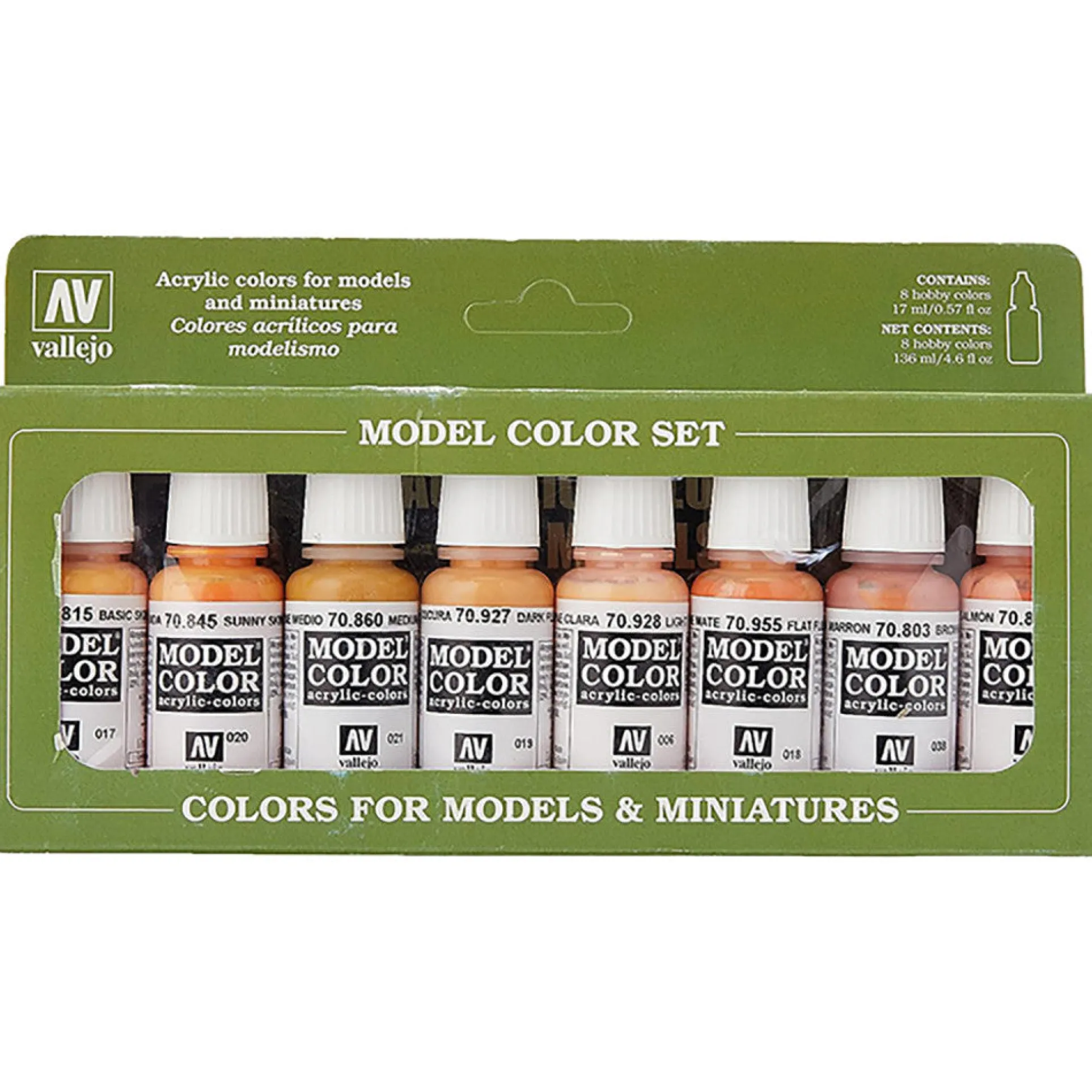 Vallejo Model Color Set - Face & Skin Tones, 8 Premium Paints