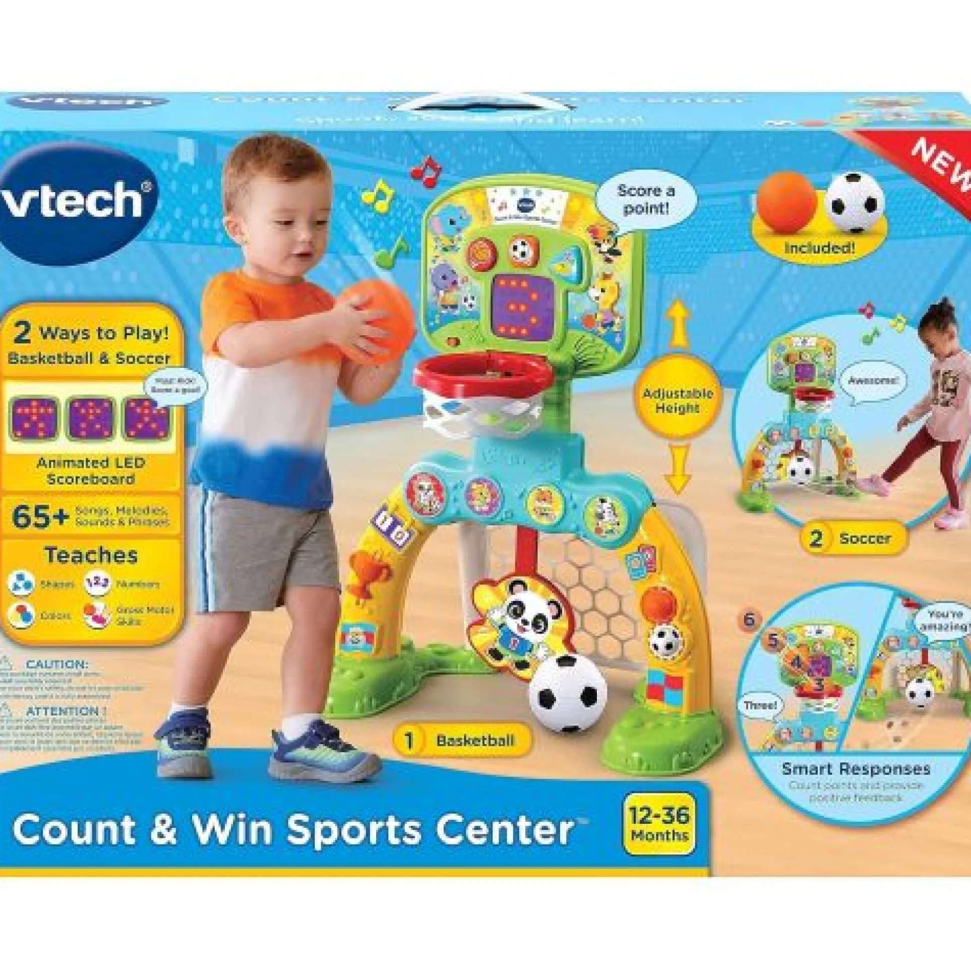 VTech Count and Win Sports Center - Interactive Toddler Basketball and Soccer Toy