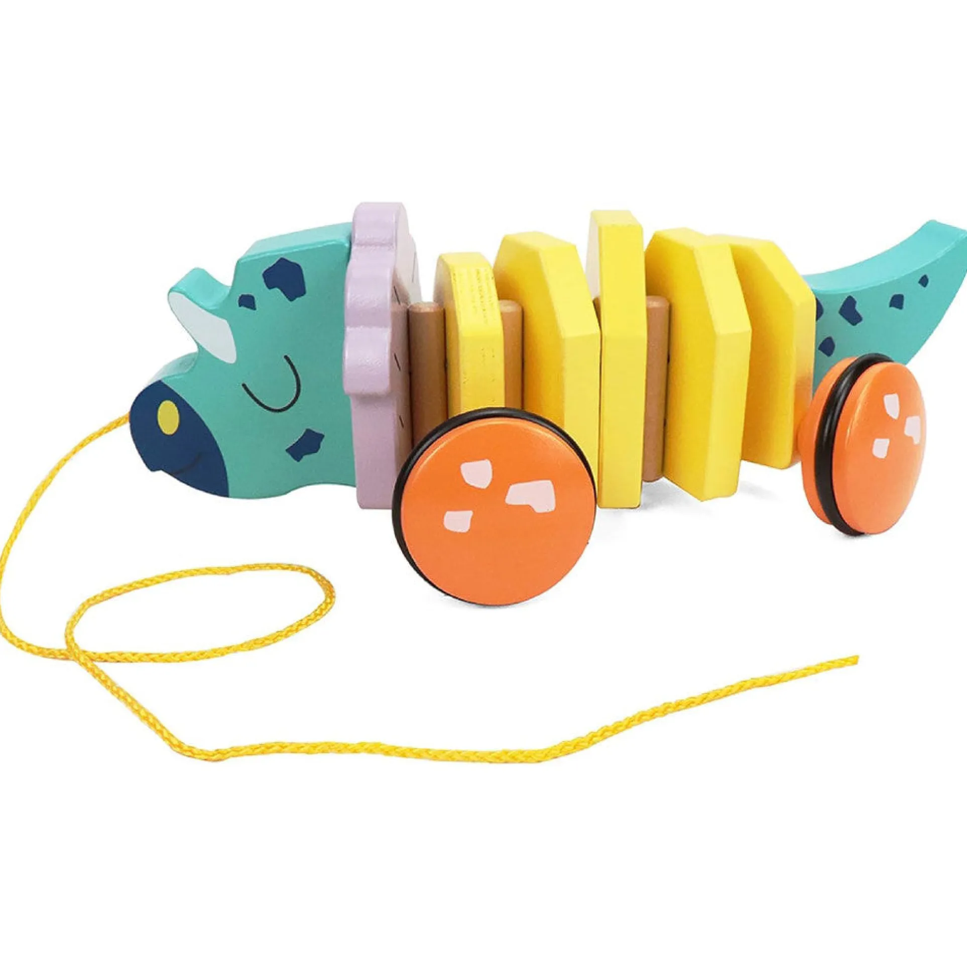 LEO & FRIENDS Wooden Triceratops Pull-Along Toy