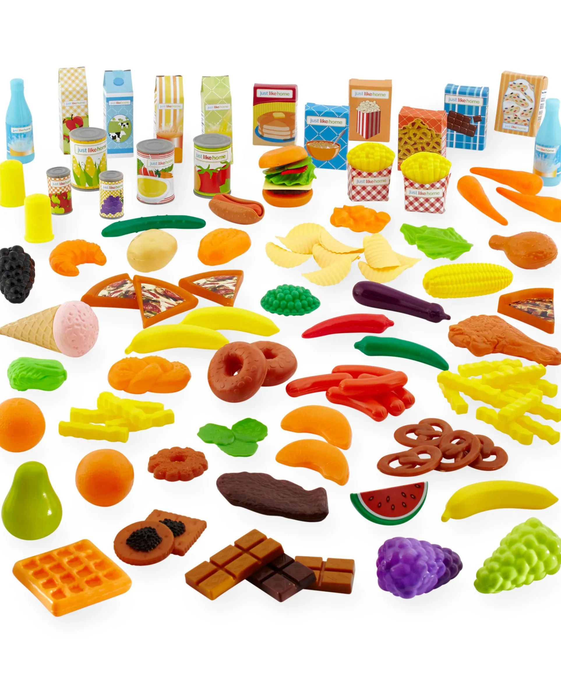 Just Like Home 120-Piece Deluxe Play Food Set – Ultimate Kitchen Pretend Play