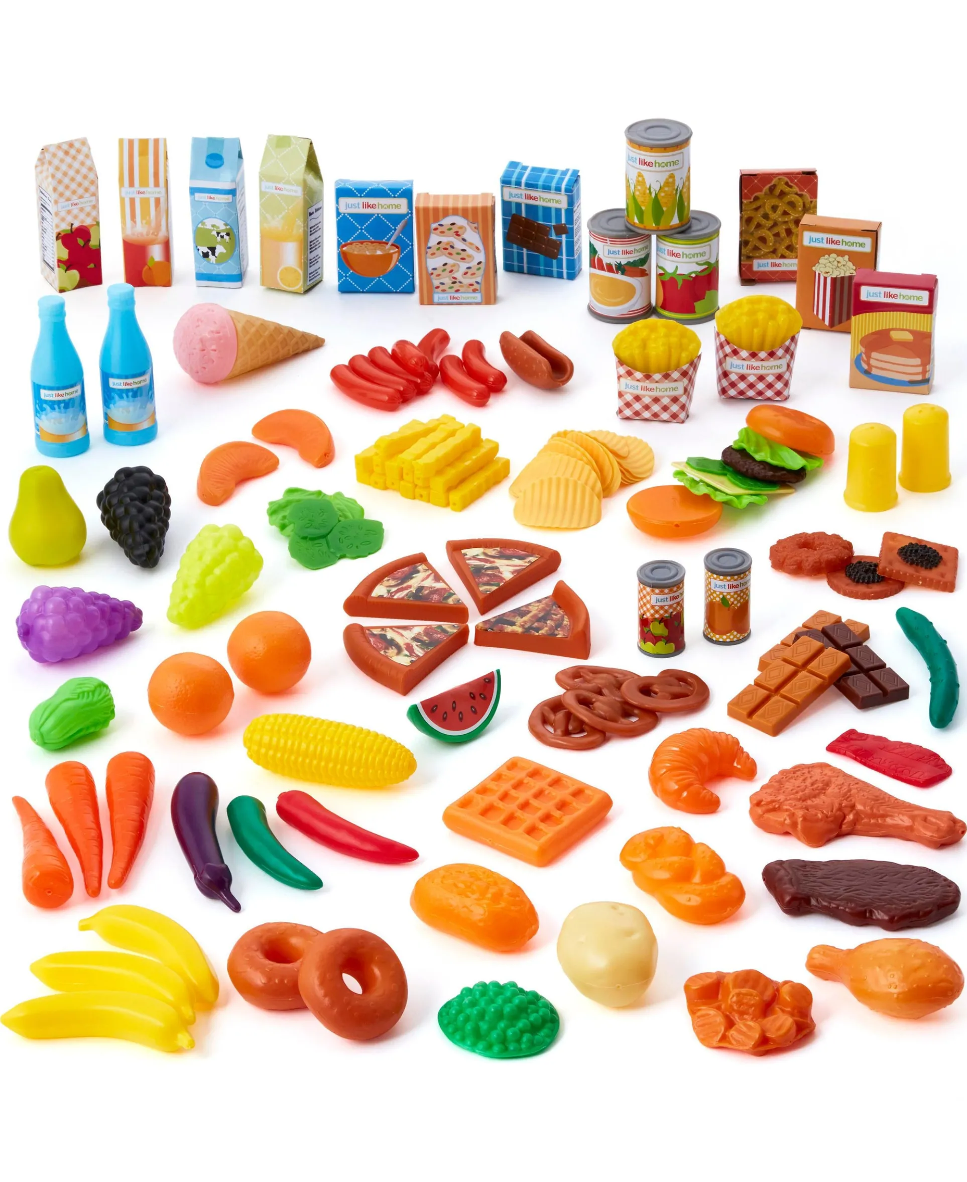 Just Like Home 120-Piece Deluxe Play Food Set – Ultimate Kitchen Pretend Play