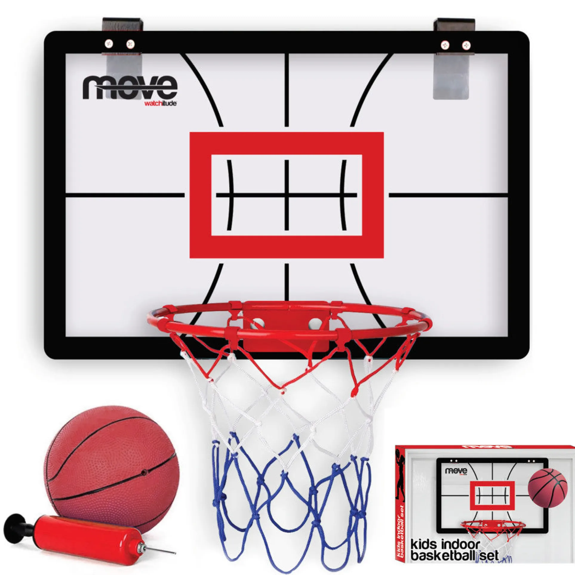 Watchitude Move Slam Dunk Pro: Indoor Basketball Hoop Set for Kids