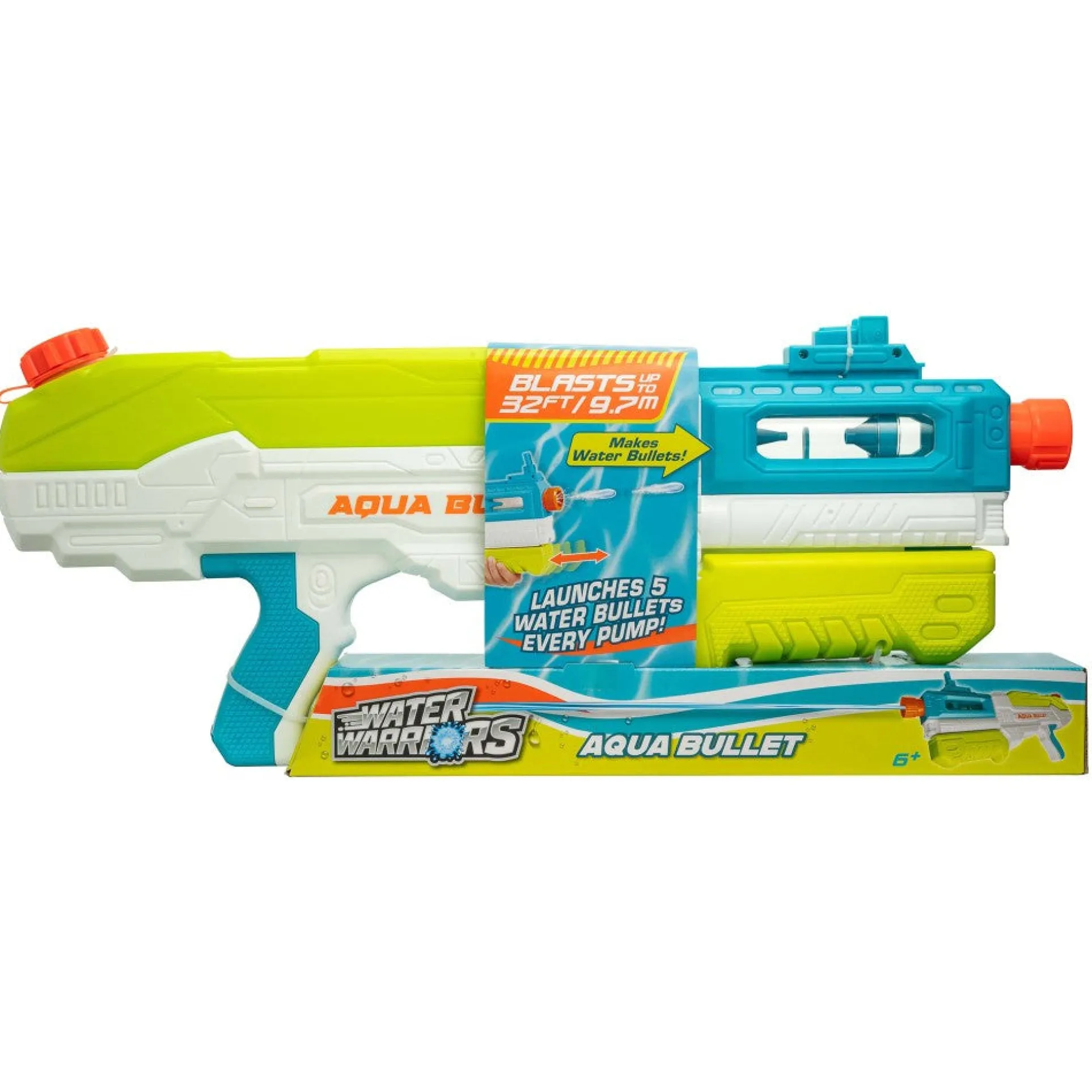 Water Warriors Aqua Bullet Pump-Action Water Blaster, Ages 8+