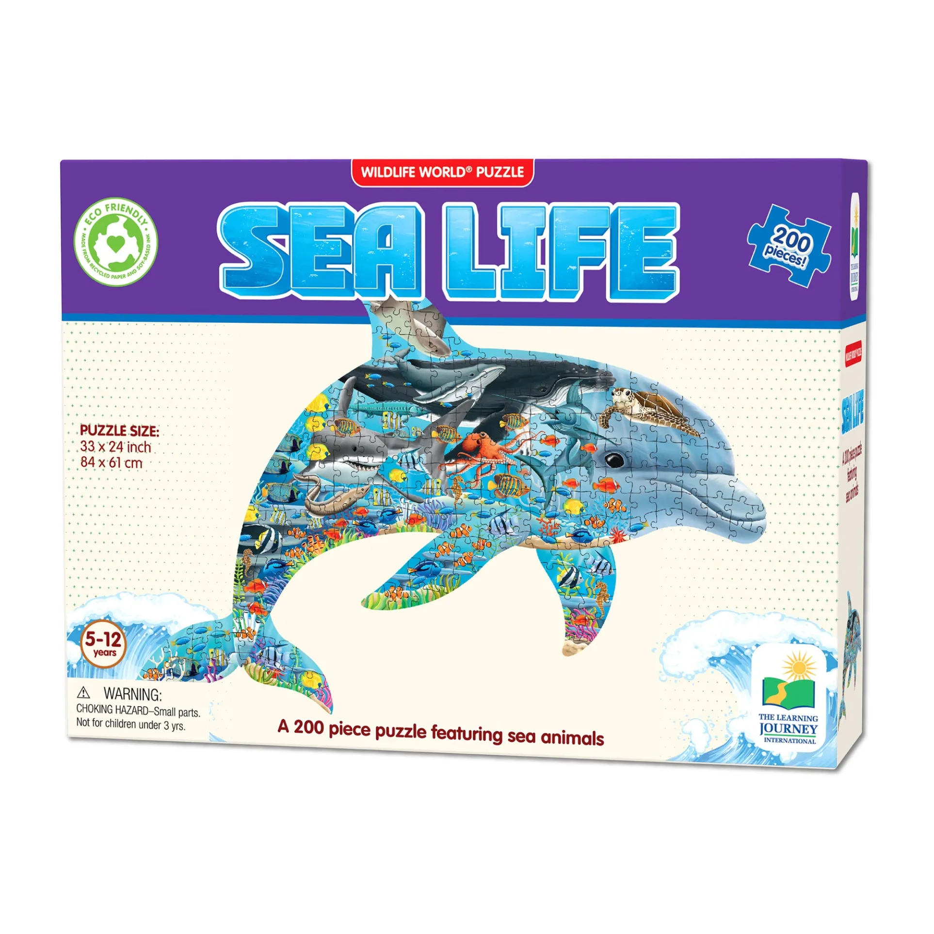 Wildlife World Dolphin-Shaped Sea Life Puzzle - 200 pc
