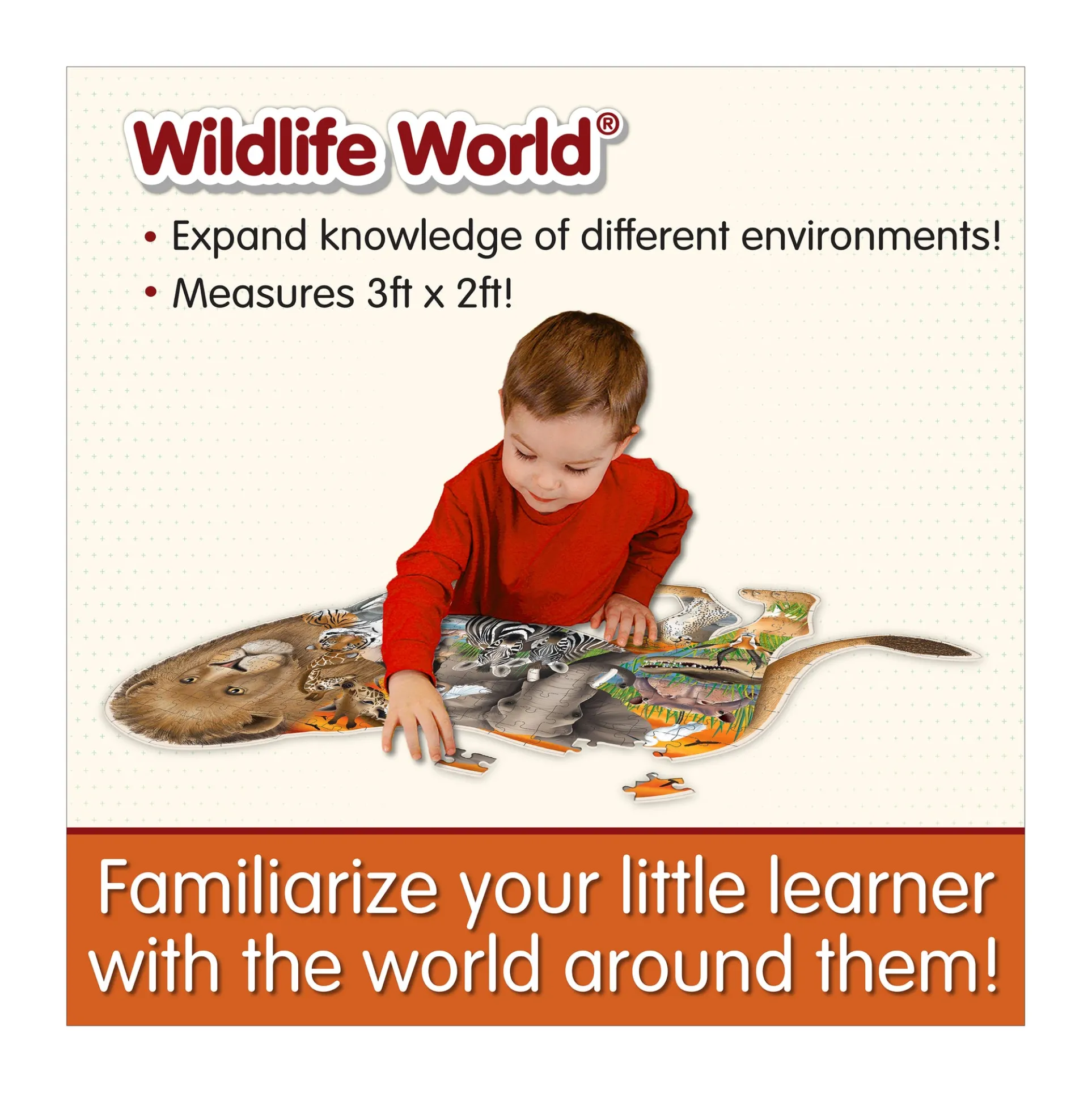 Wildlife World Safari Lion Shaped Jigsaw Puzzle - 200 pcs