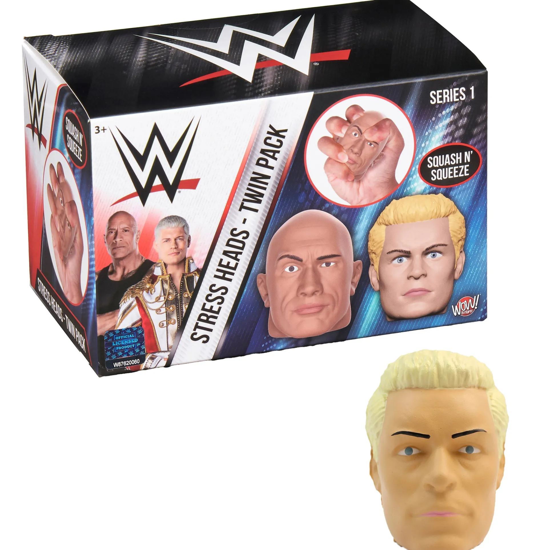 WWE Stress Heads Twin Pack - 3" Cody Rhodes & The Rock Squeeze Toys