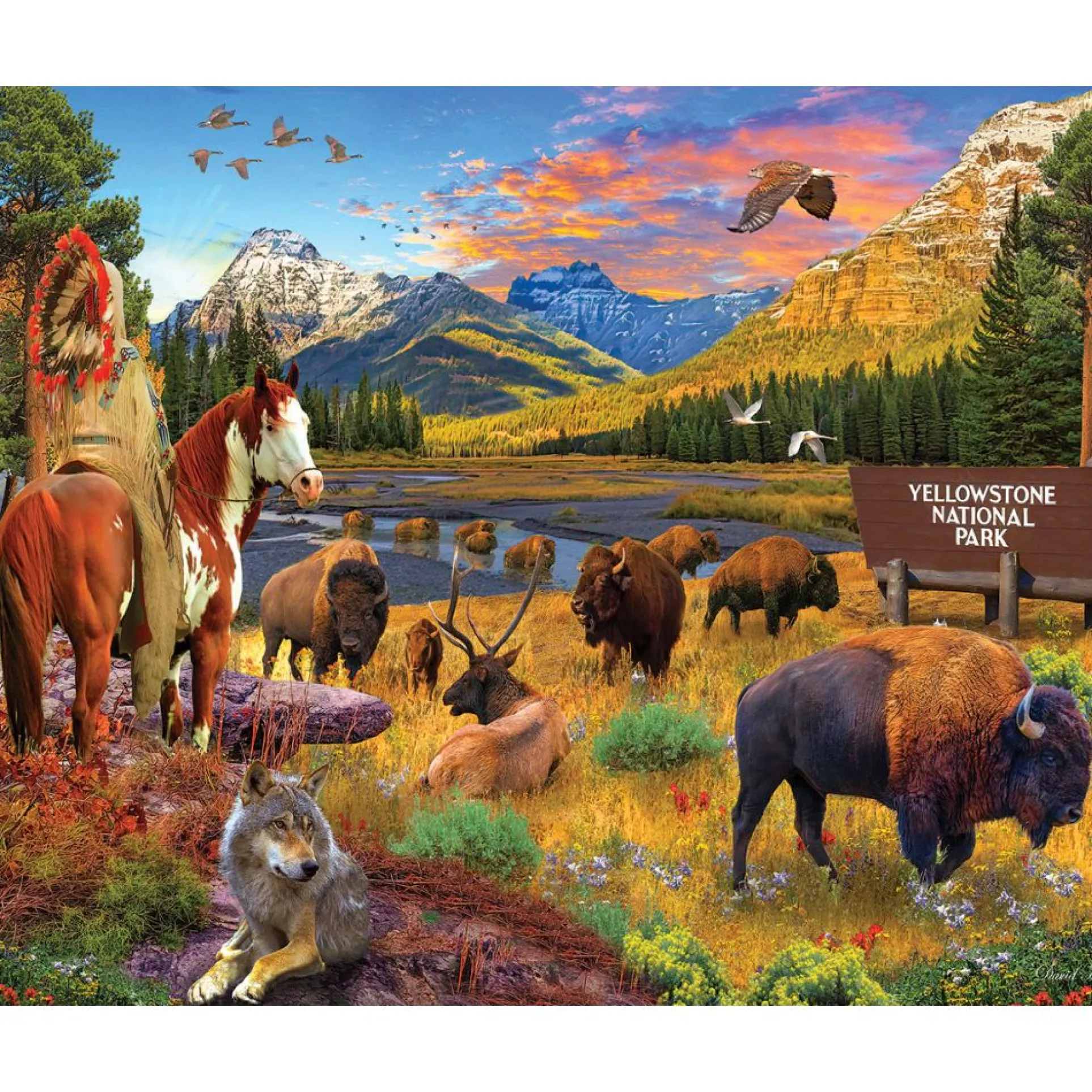 Yellowstone National Park Scenic Vista 1000 Piece Puzzle - David Maclean