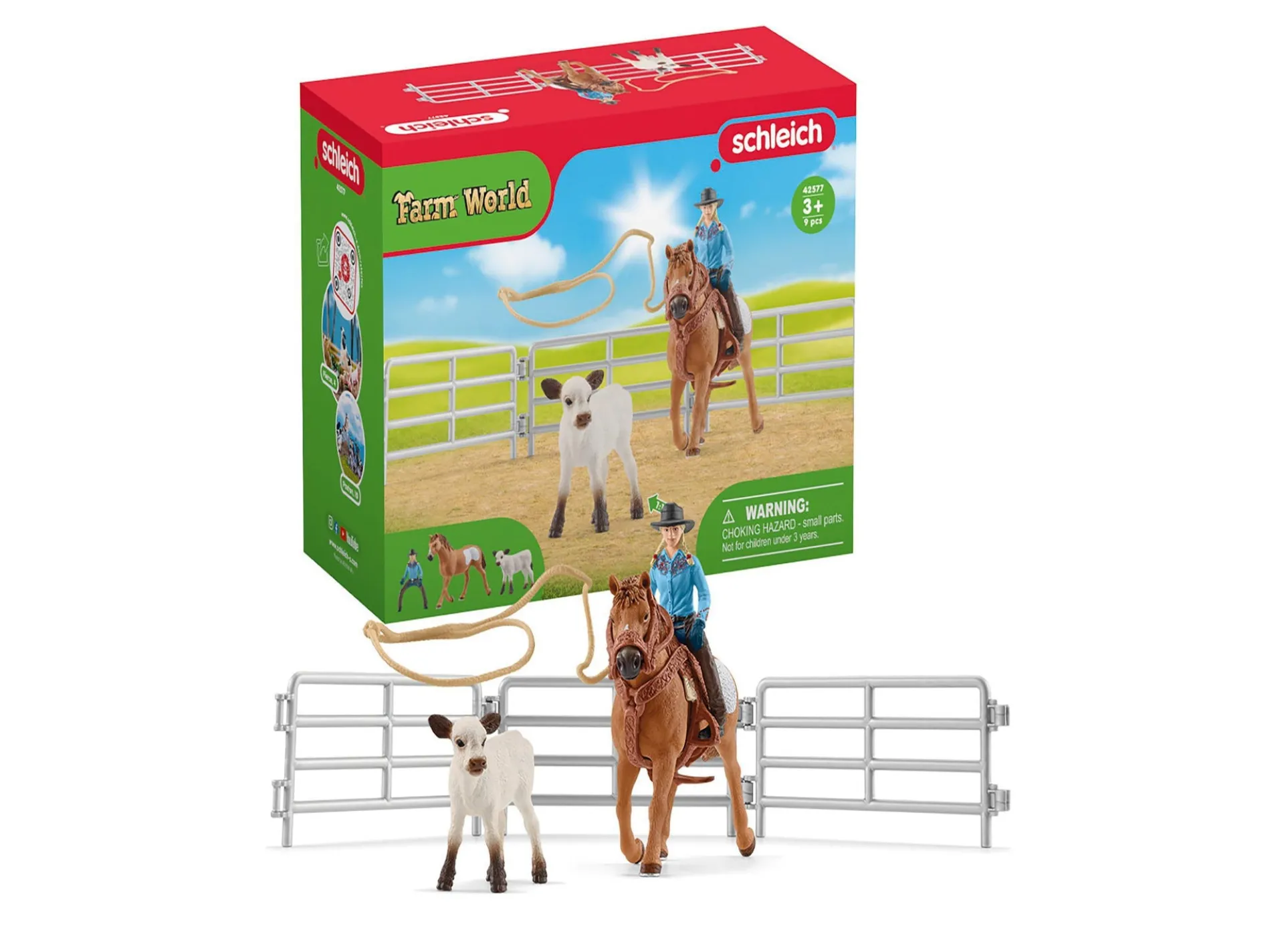Schleich Farm World Cowgirl Team Roping Rodeo Playset